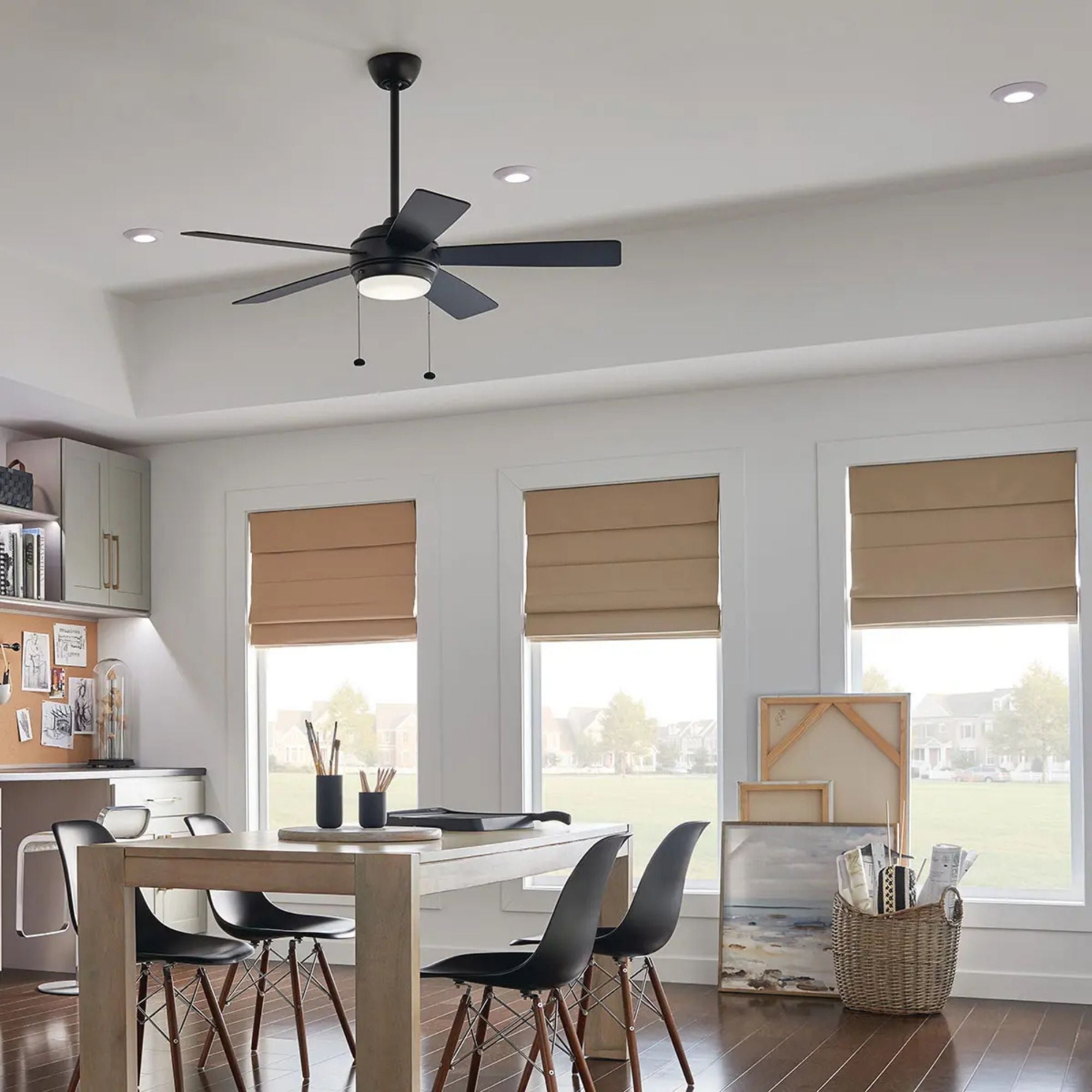 Starkk 60" Satin Black LED Ceiling Fan with Pull Chain