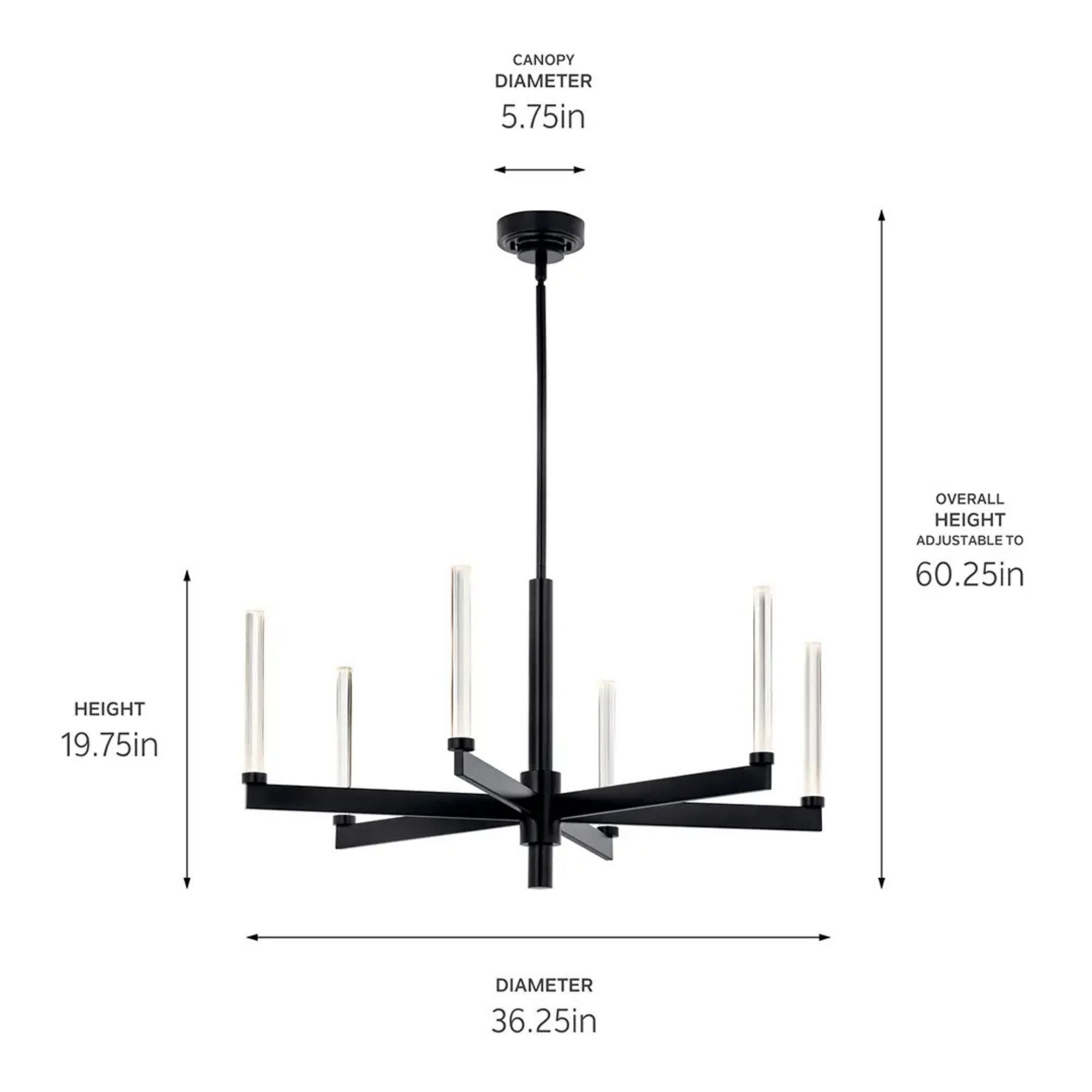 Sycara 36" LED Chandelier, Black Finish