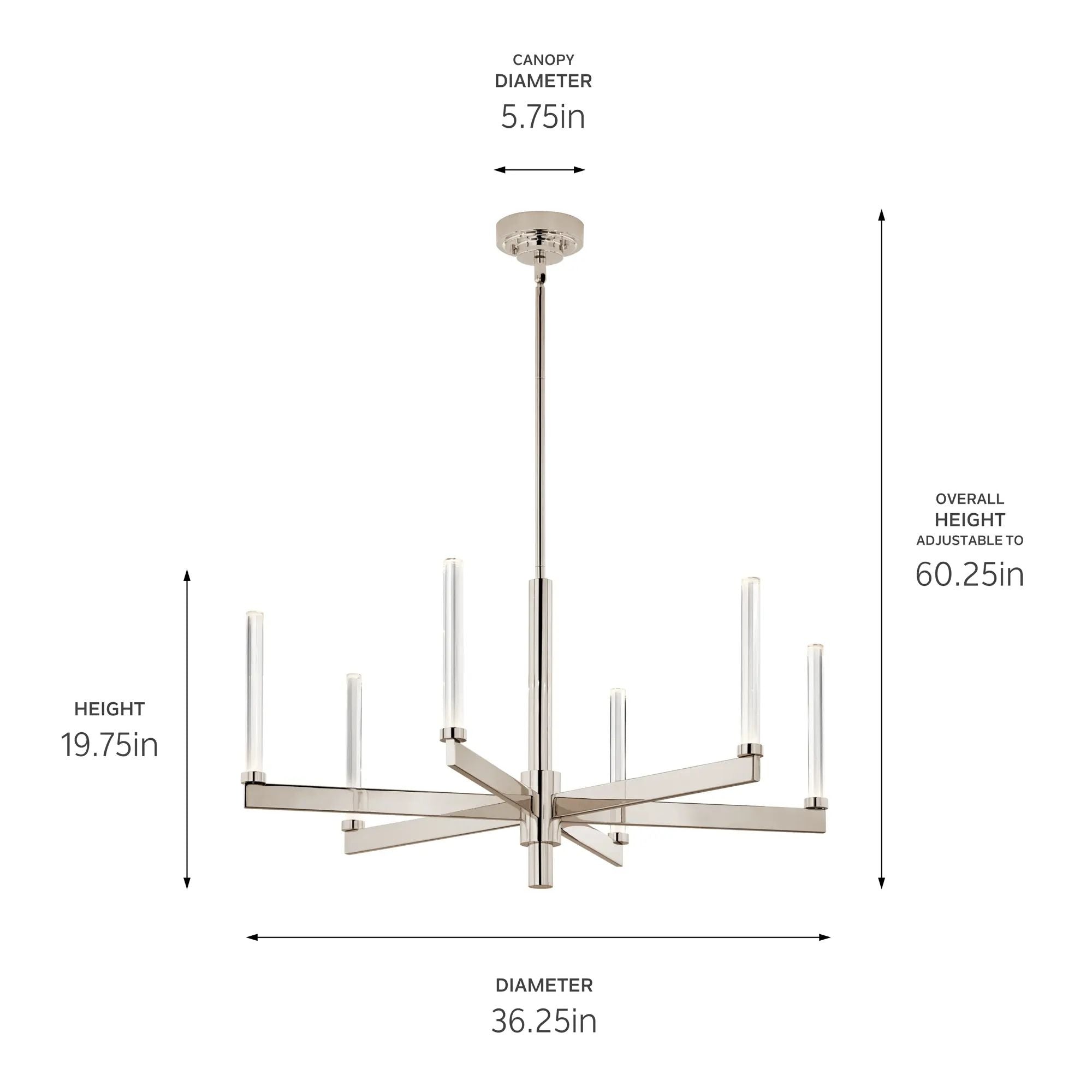 Sycara 36" LED Chandelier, Polished Nickel Finish