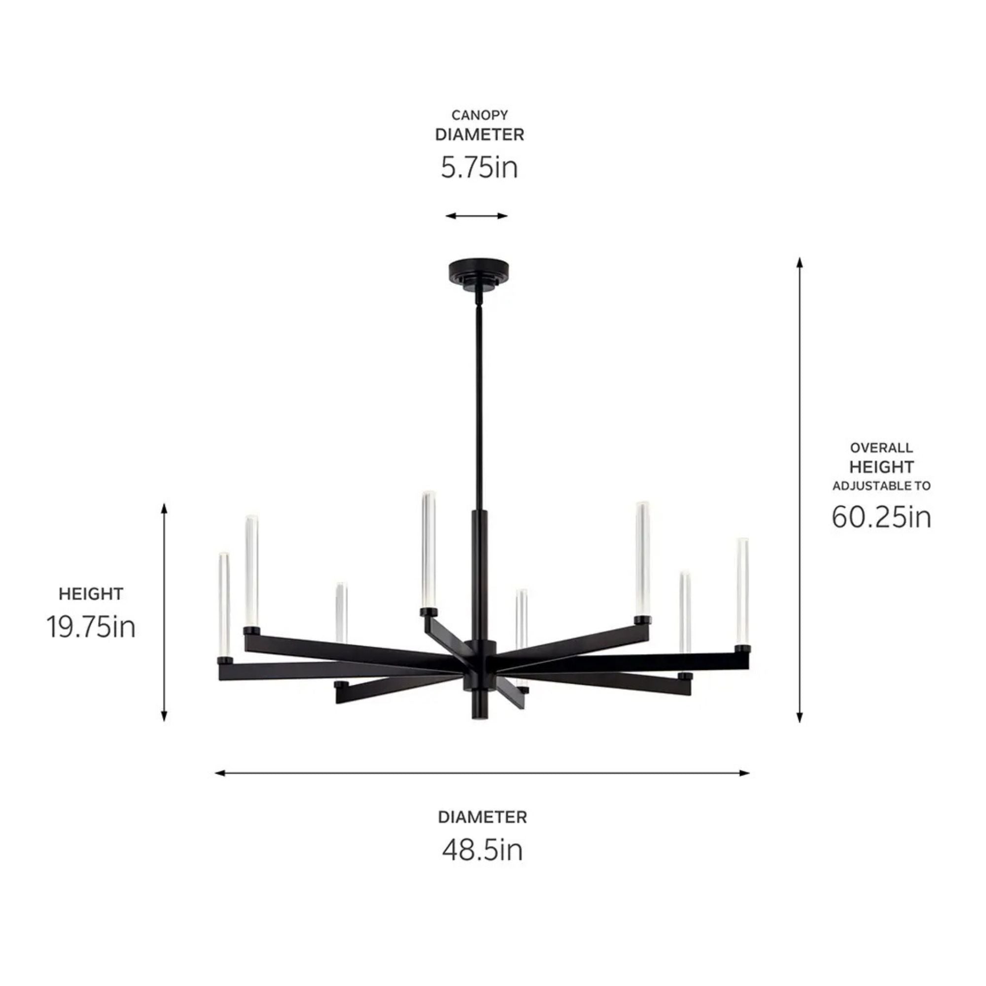 Kichler Lighting - Sycara 49" LED Chandelier, Black Finish | Bees Lighting