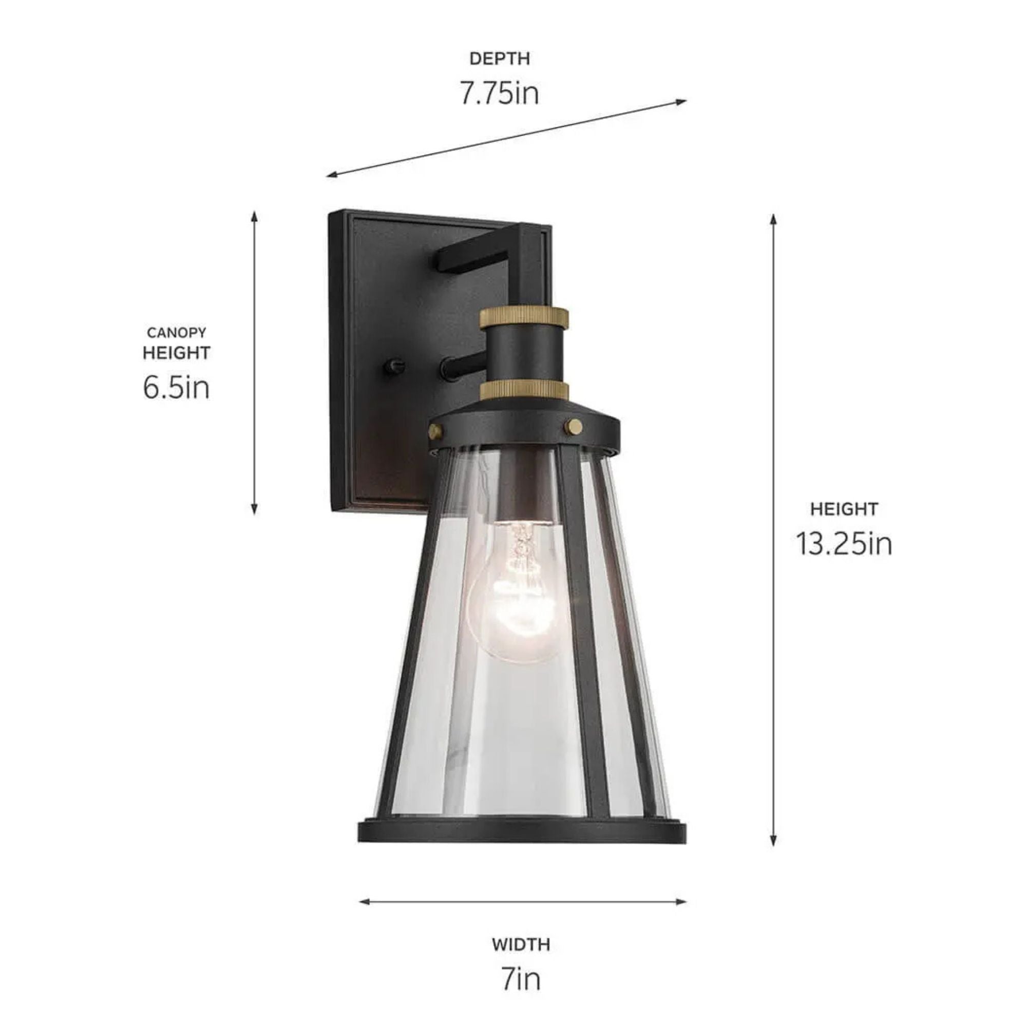 Kichler Talman 13.25 in. Outdoor Sconce, Textured Black