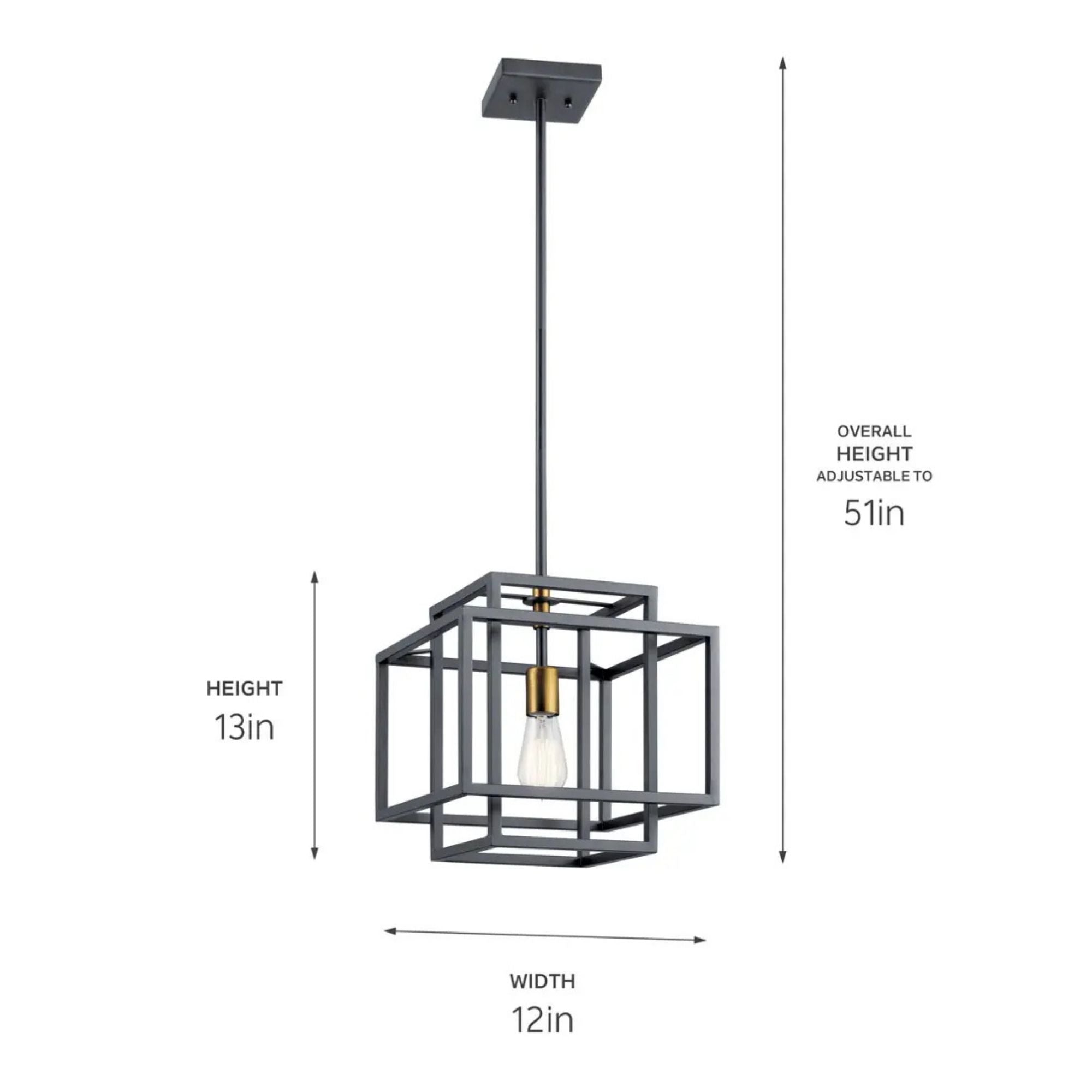 Kichler Taubert 13 in. Pendant Light, Black