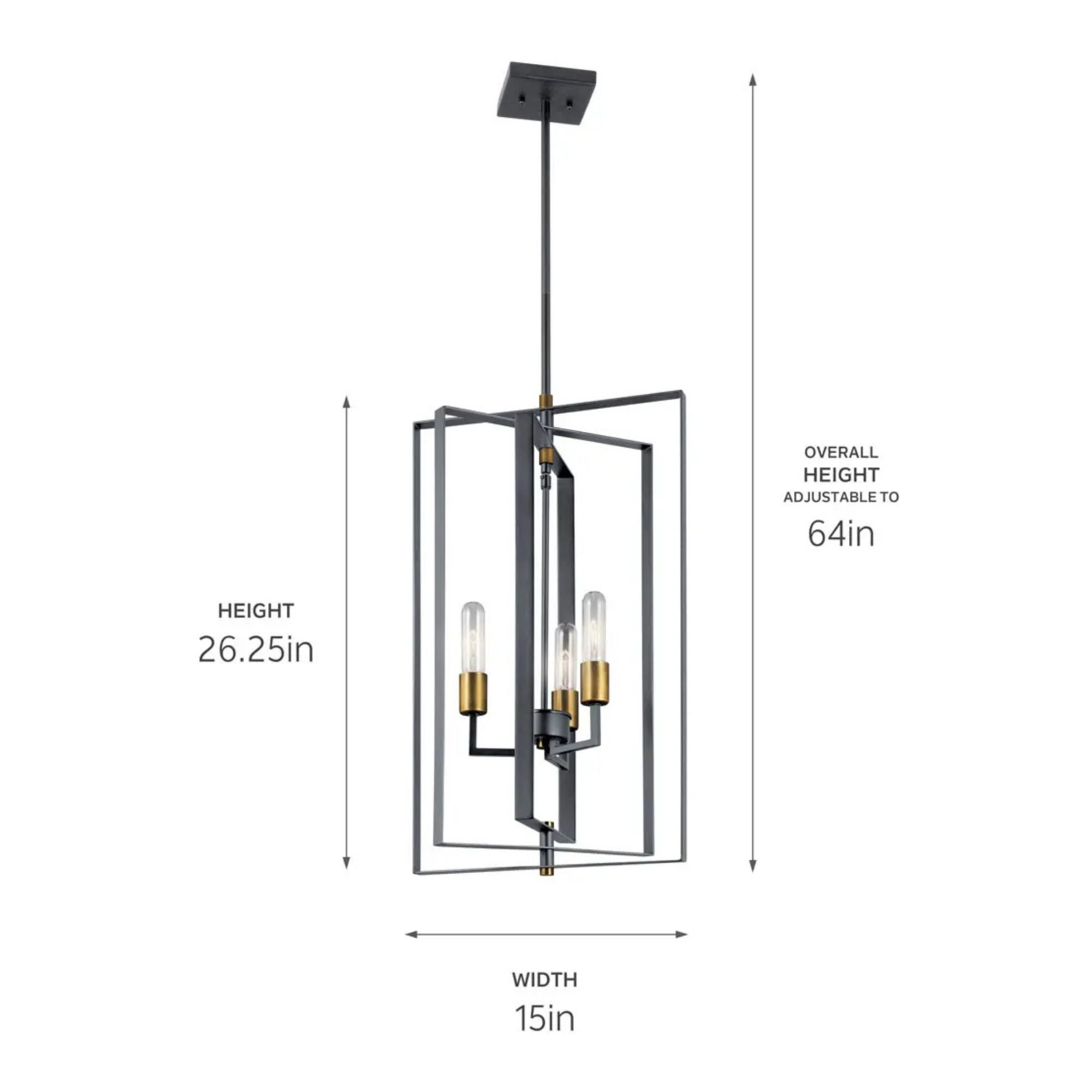 Kichler Taubert 15 in. 3-Light Pendant, Black Open Frame