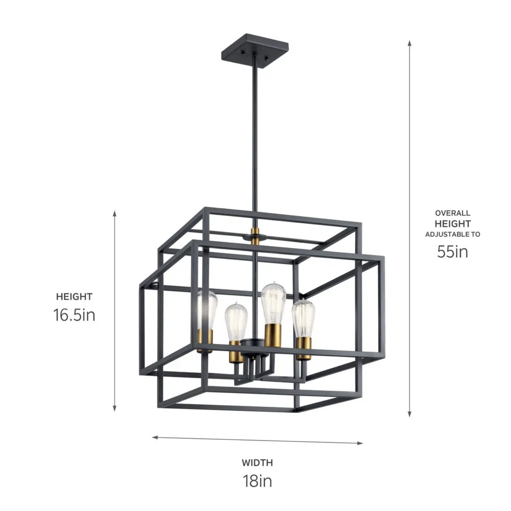Kichler Taubert 18 in. 4-Light Pendant, Black
