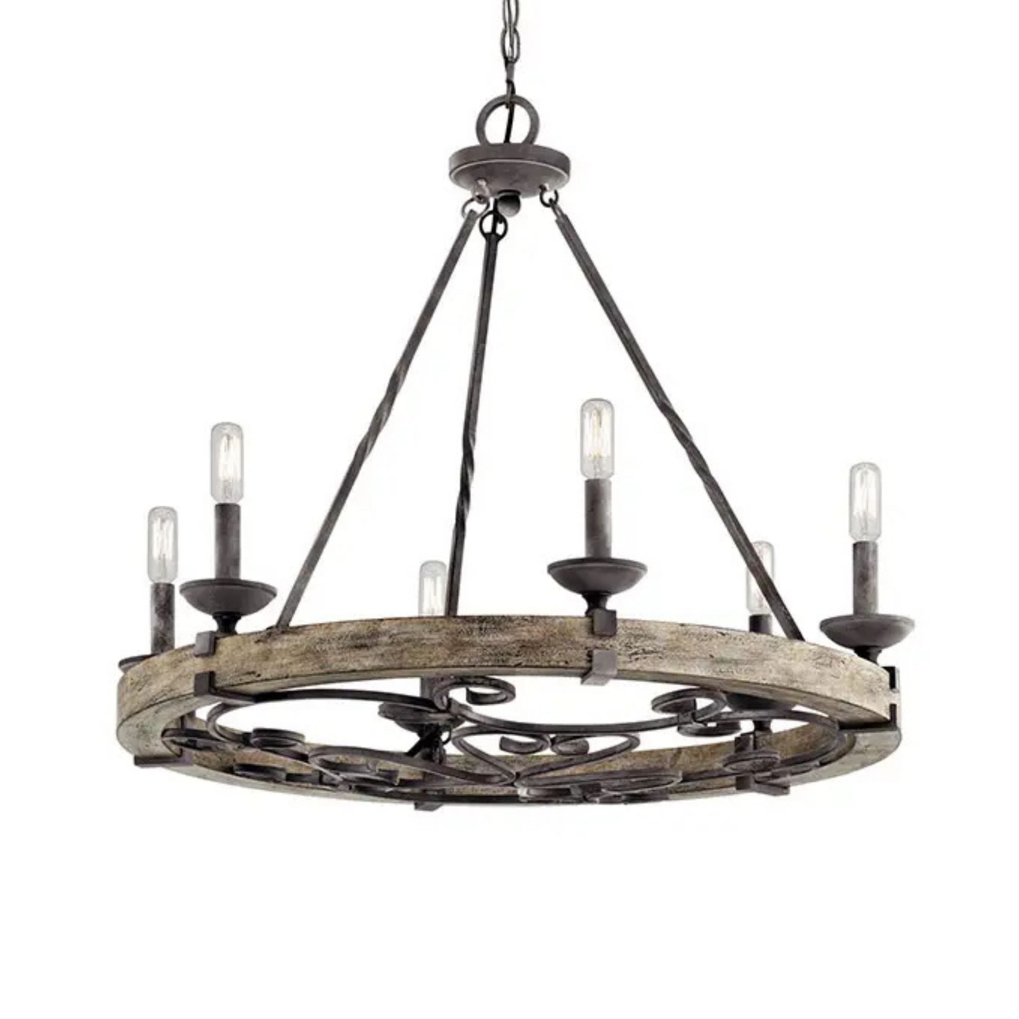 Kichler Taulbee 28.5" 6-Light Chandelier, Weathered Zinc