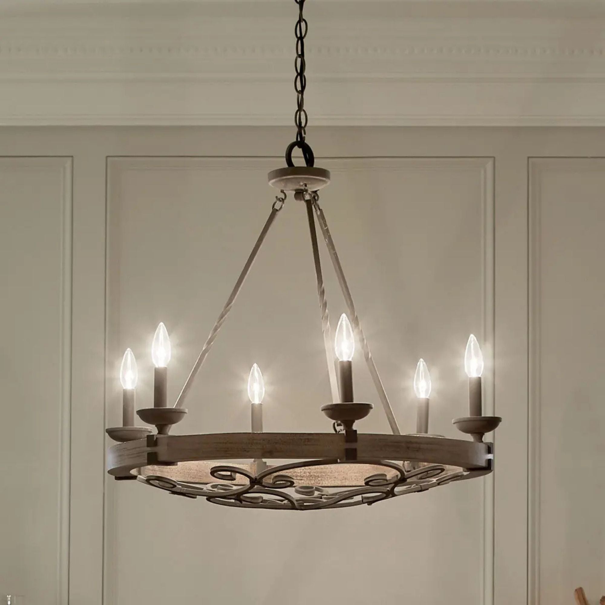 Kichler Taulbee 28.5" 6-Light Chandelier, Weathered Zinc