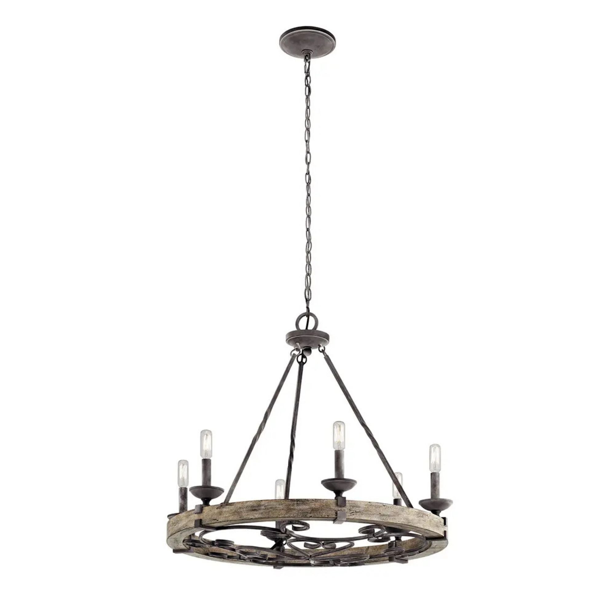 Kichler Taulbee 28.5" 6-Light Chandelier, Weathered Zinc