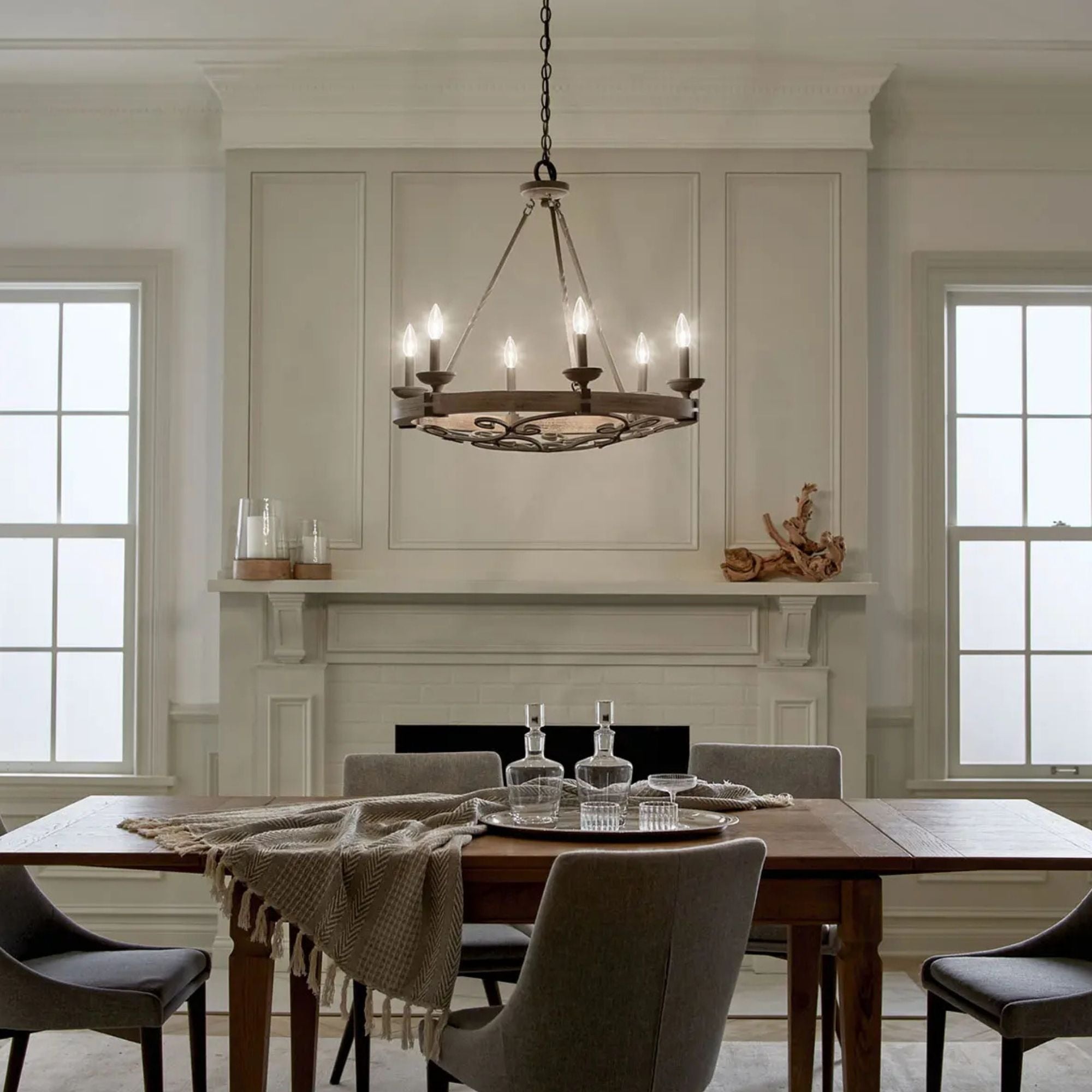 Kichler Taulbee 28.5" 6-Light Chandelier, Weathered Zinc