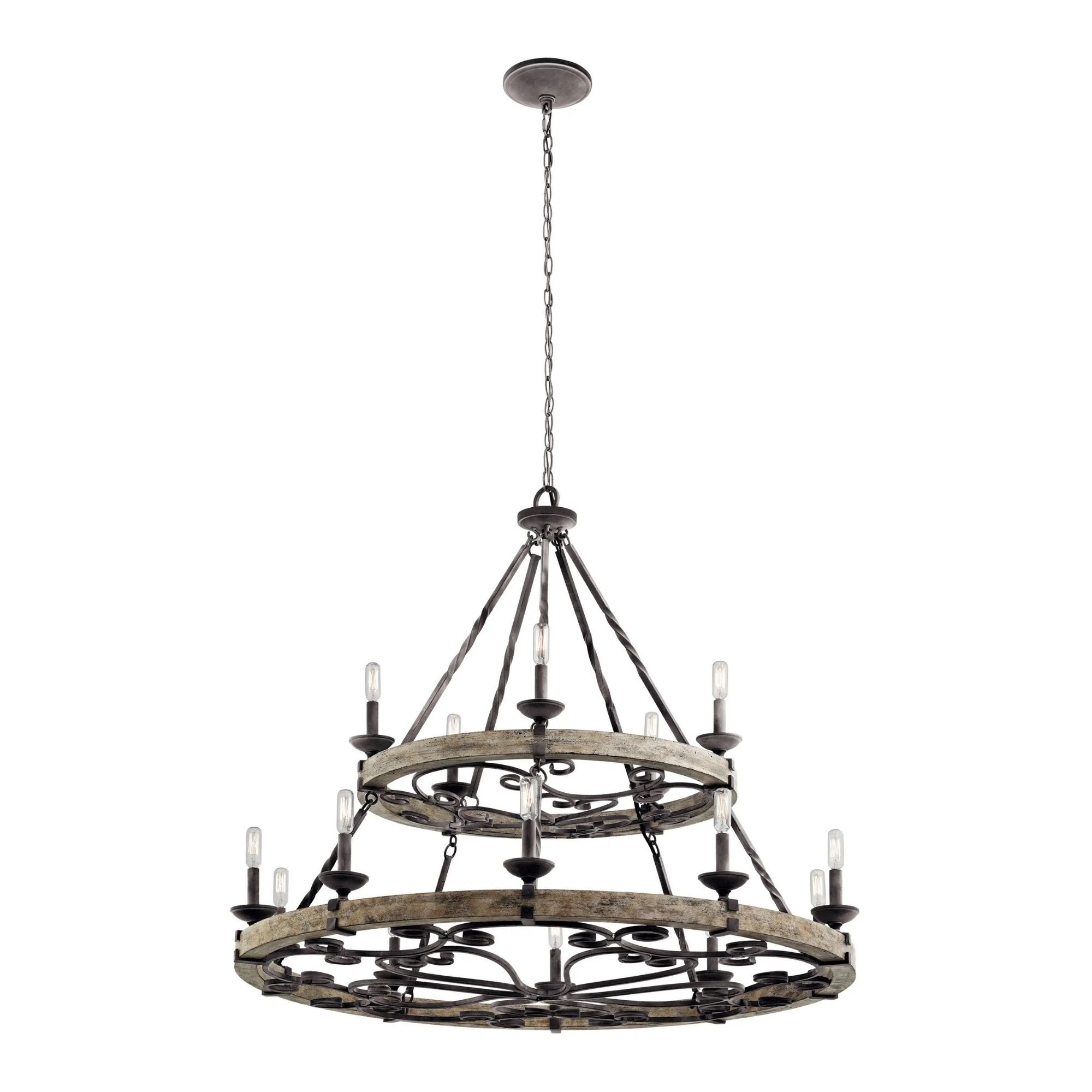 Kichler Taulbee 44 in. 15-Light Chandelier, Weathered Zinc
