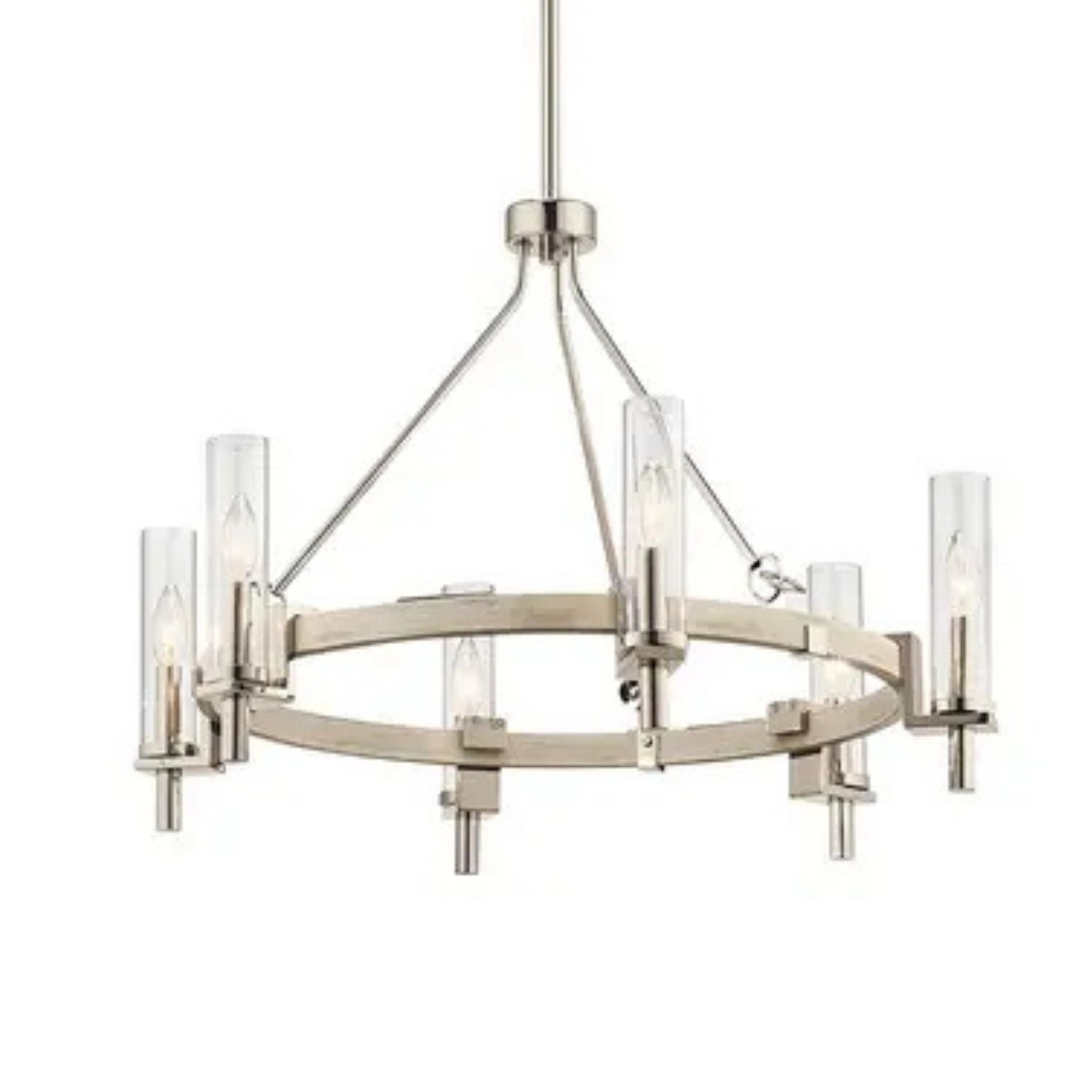 Kichler Telan 29.25" 6-Light Chandelier, White Washed Wood