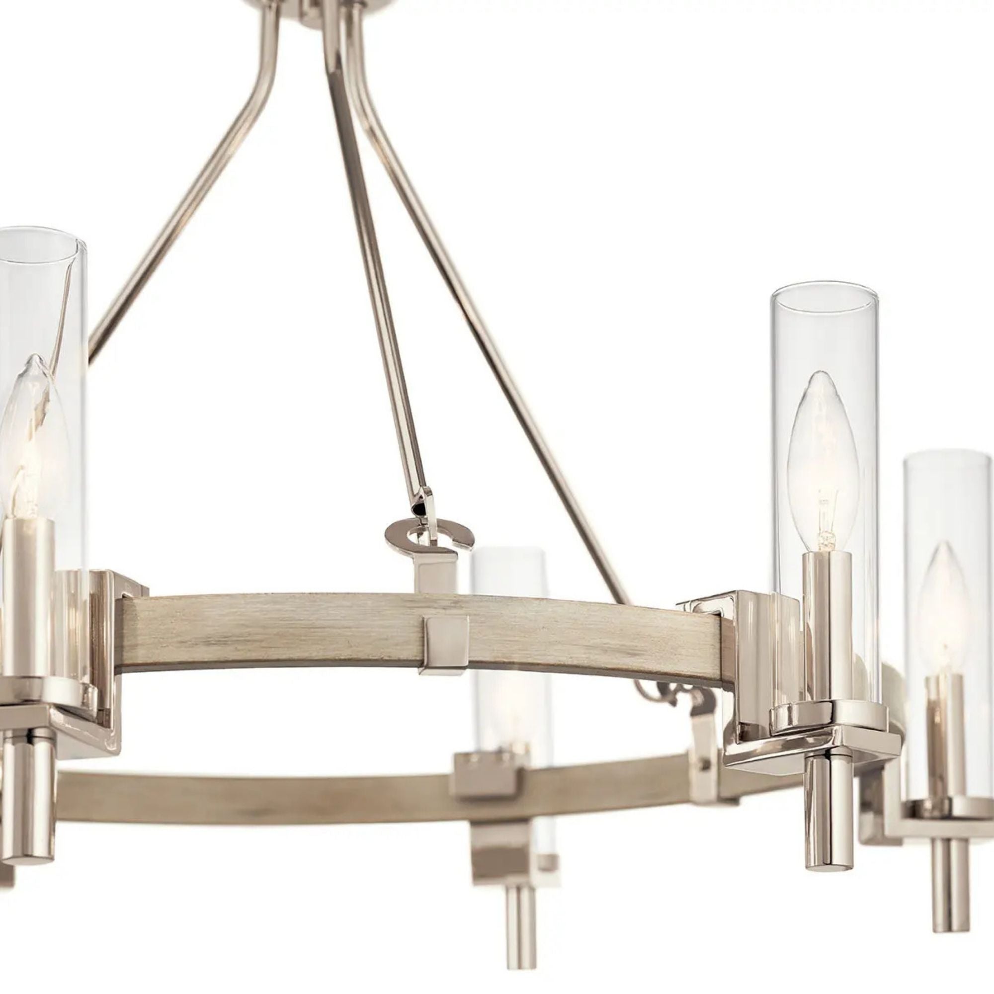 Kichler Telan 29.25" 6-Light Chandelier, White Washed Wood