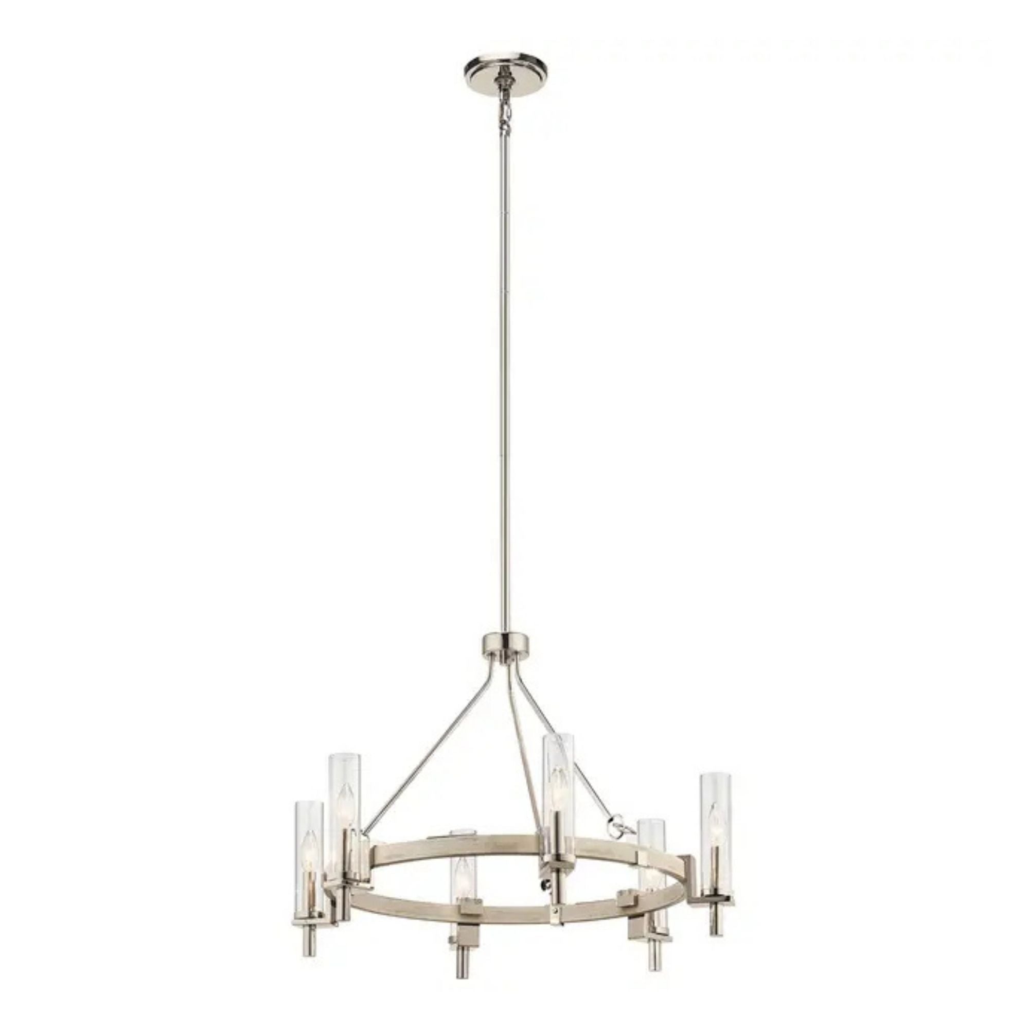 Kichler Telan 29.25" 6-Light Chandelier, White Washed Wood