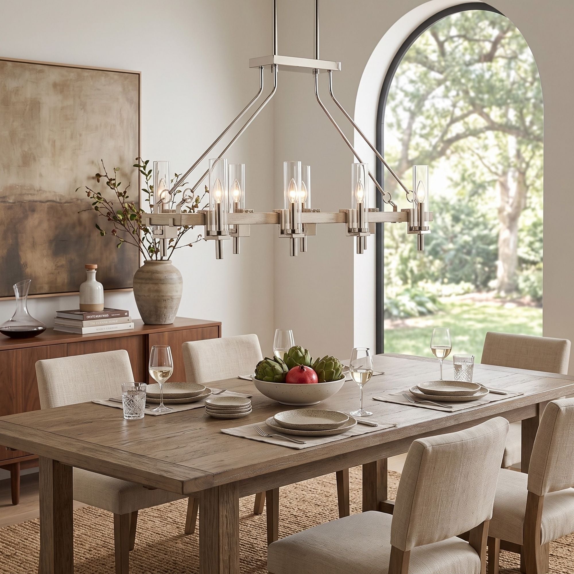 Kichler Telan 36.25 in. 8-Light Chandelier, White Washed Wood