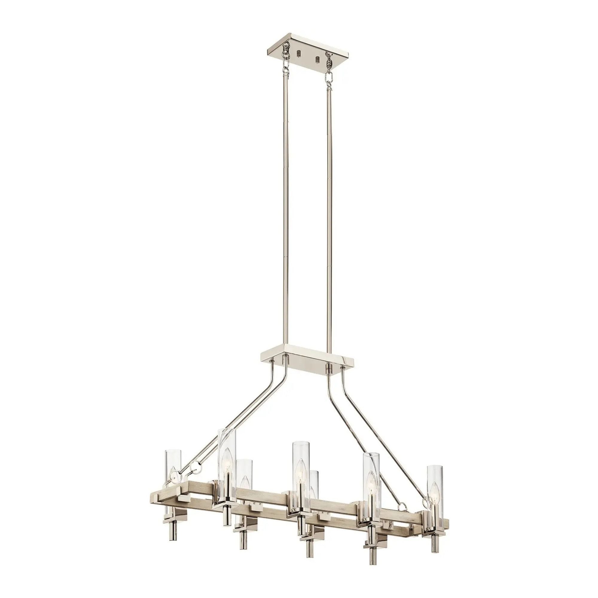 Kichler Telan 36.25 in. 8-Light Chandelier, White Washed Wood
