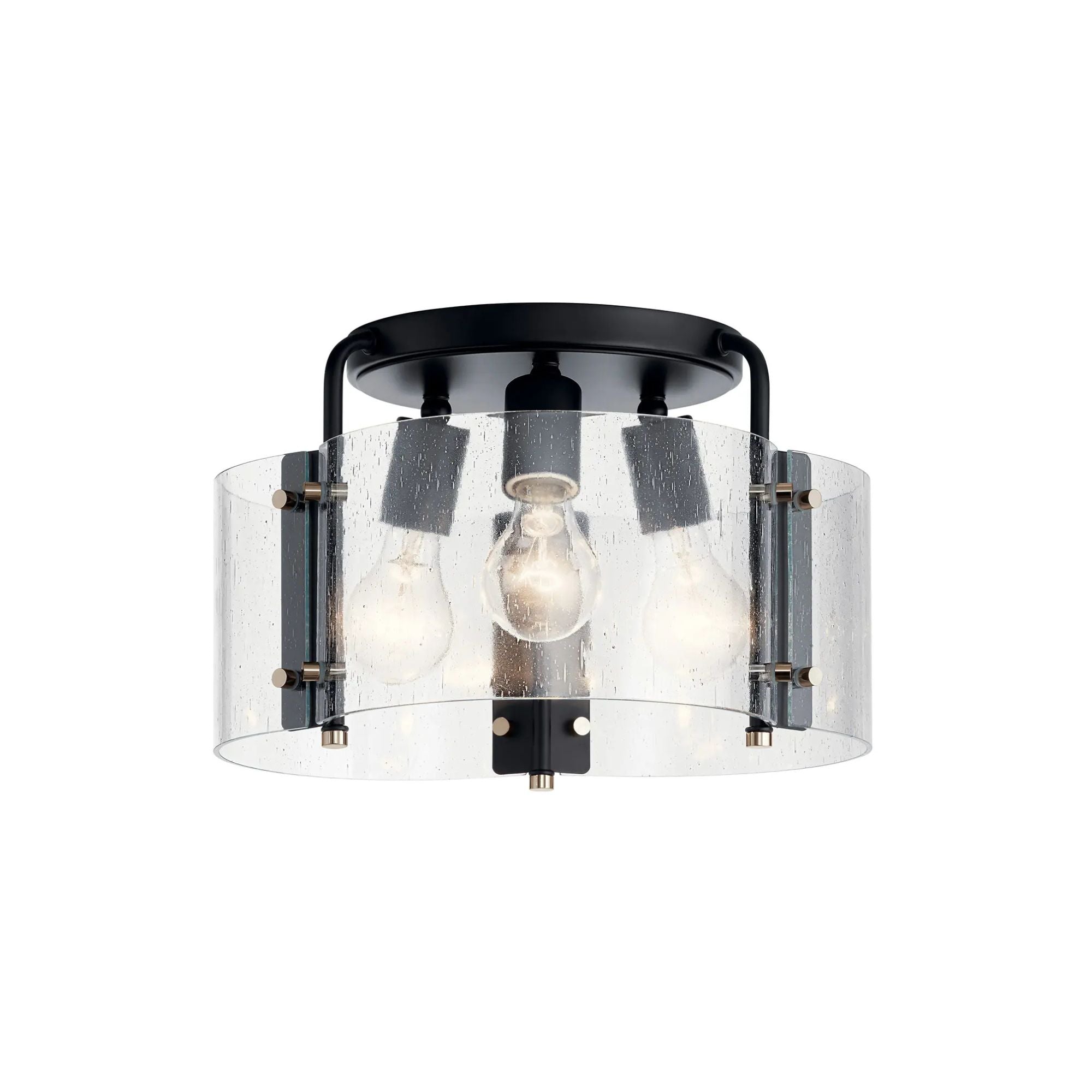 Thoreau 14" 3-Light Semi-Flush Mount, Black Finish