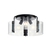 Thoreau 18" 3-Light Semi-Flush Mount, Black Finish