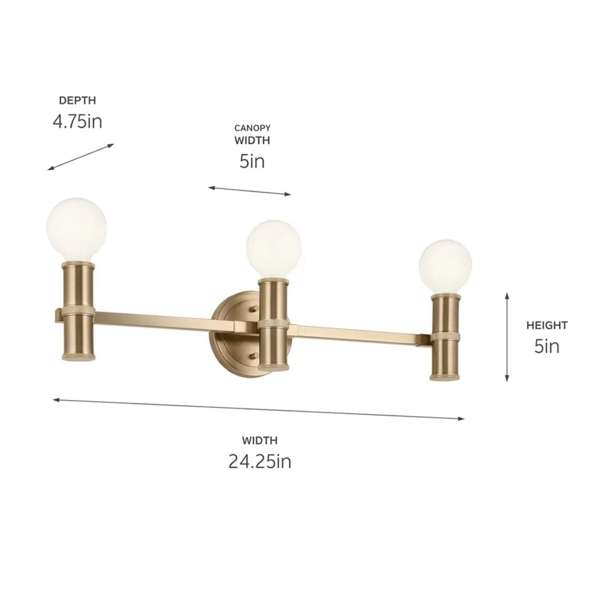 Torche 24.25 in. 3-Light Bathroom Vanity Light, Champagne Bronze