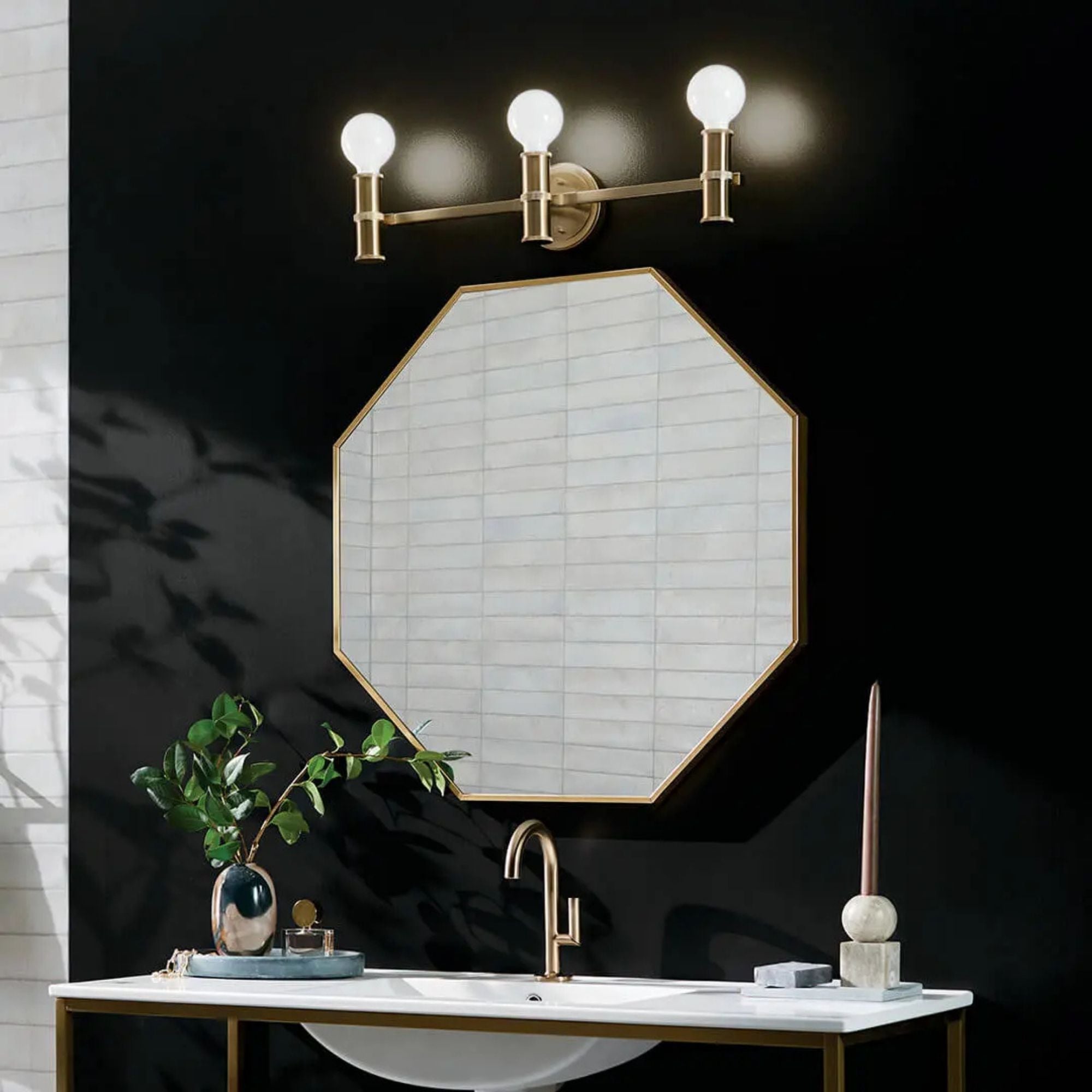 Torche 24.25 in. 3-Light Bathroom Vanity Light, Champagne Bronze
