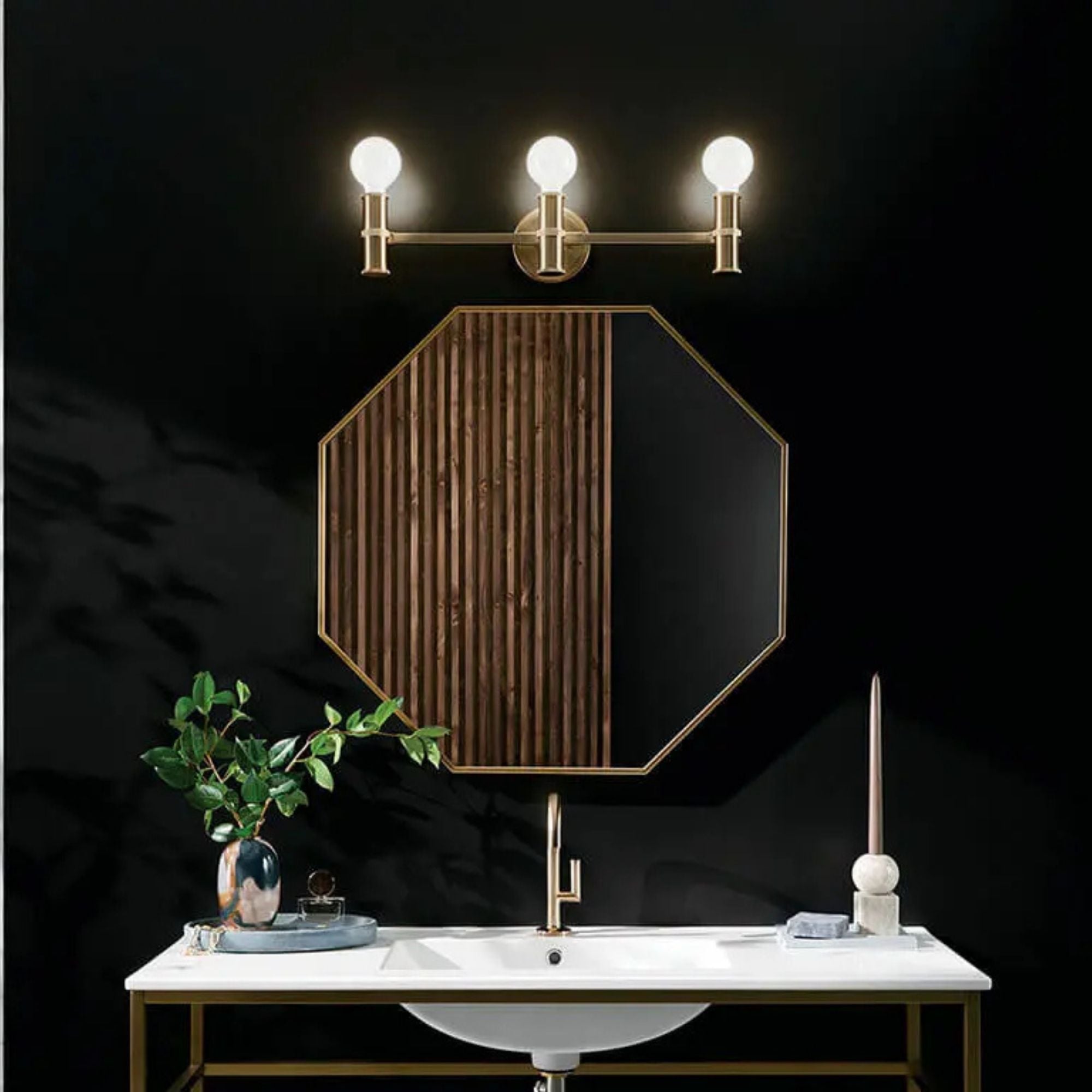 Torche 24.25 in. 3-Light Bathroom Vanity Light, Champagne Bronze