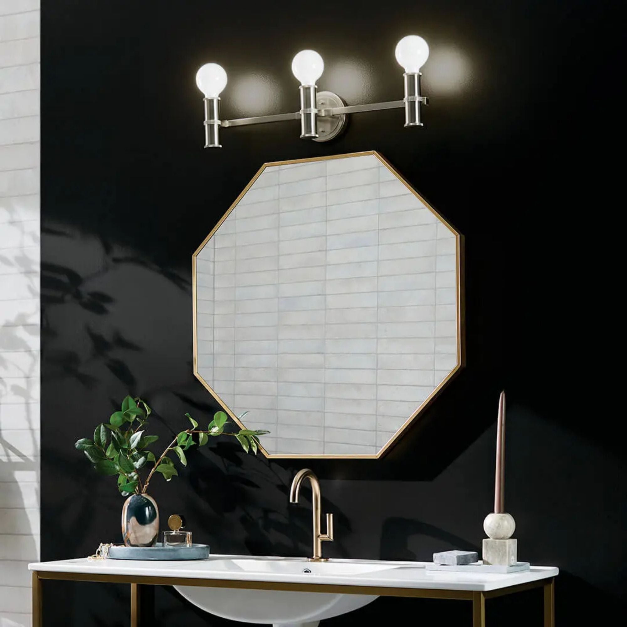 Torche 24.25 in. 3-Light Bathroom Vanity Light, Brushed Nickel