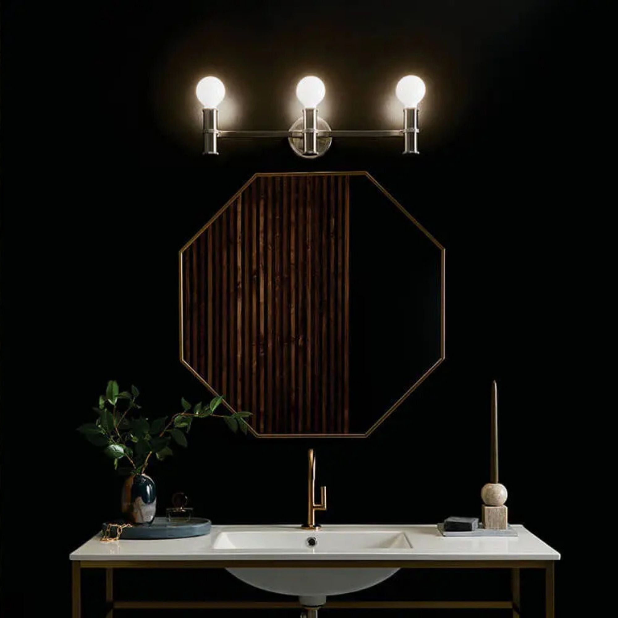 Torche 24.25 in. 3-Light Bathroom Vanity Light, Brushed Nickel