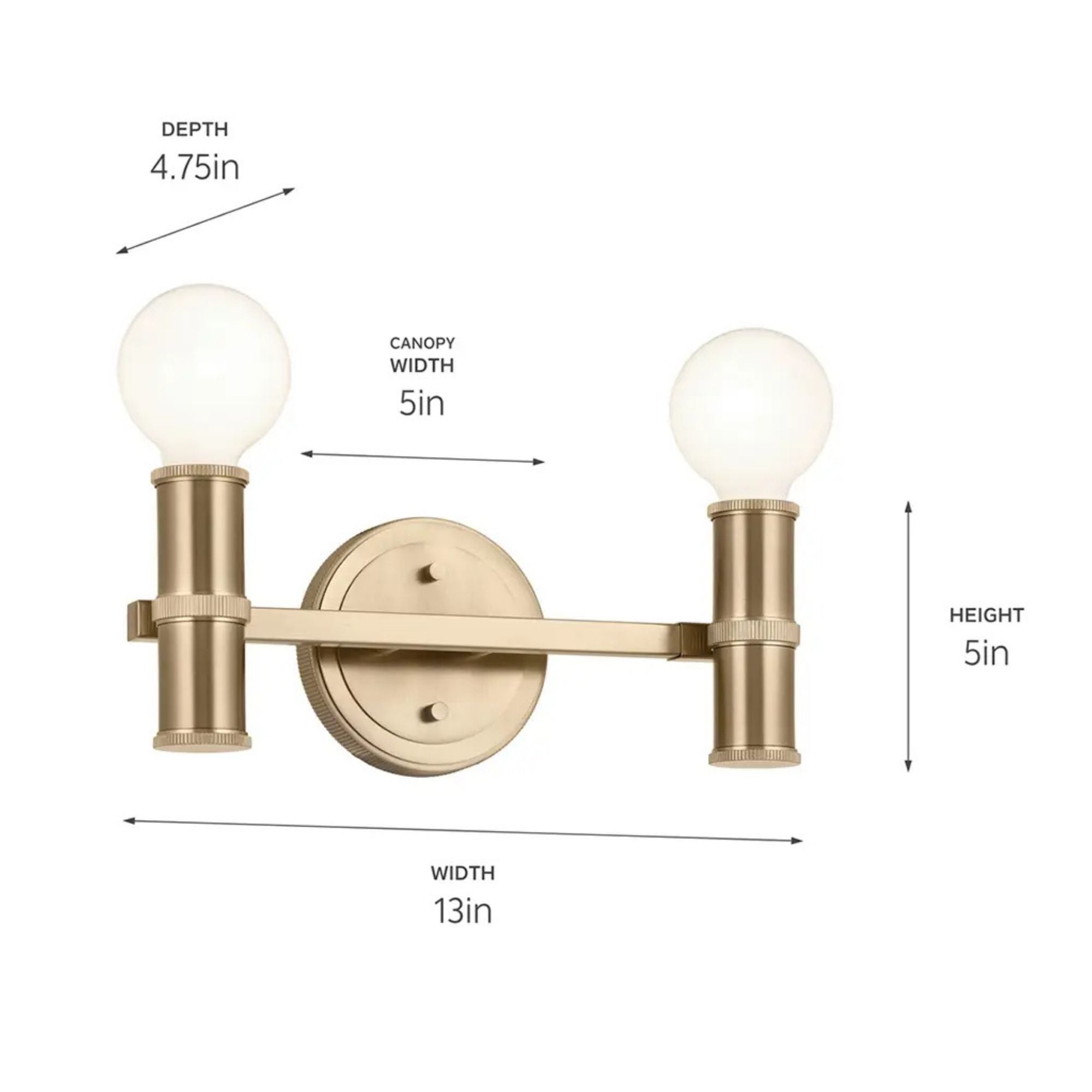 Torche 13 in. 2-Light Bathroom Vanity Light, Champagne Bronze
