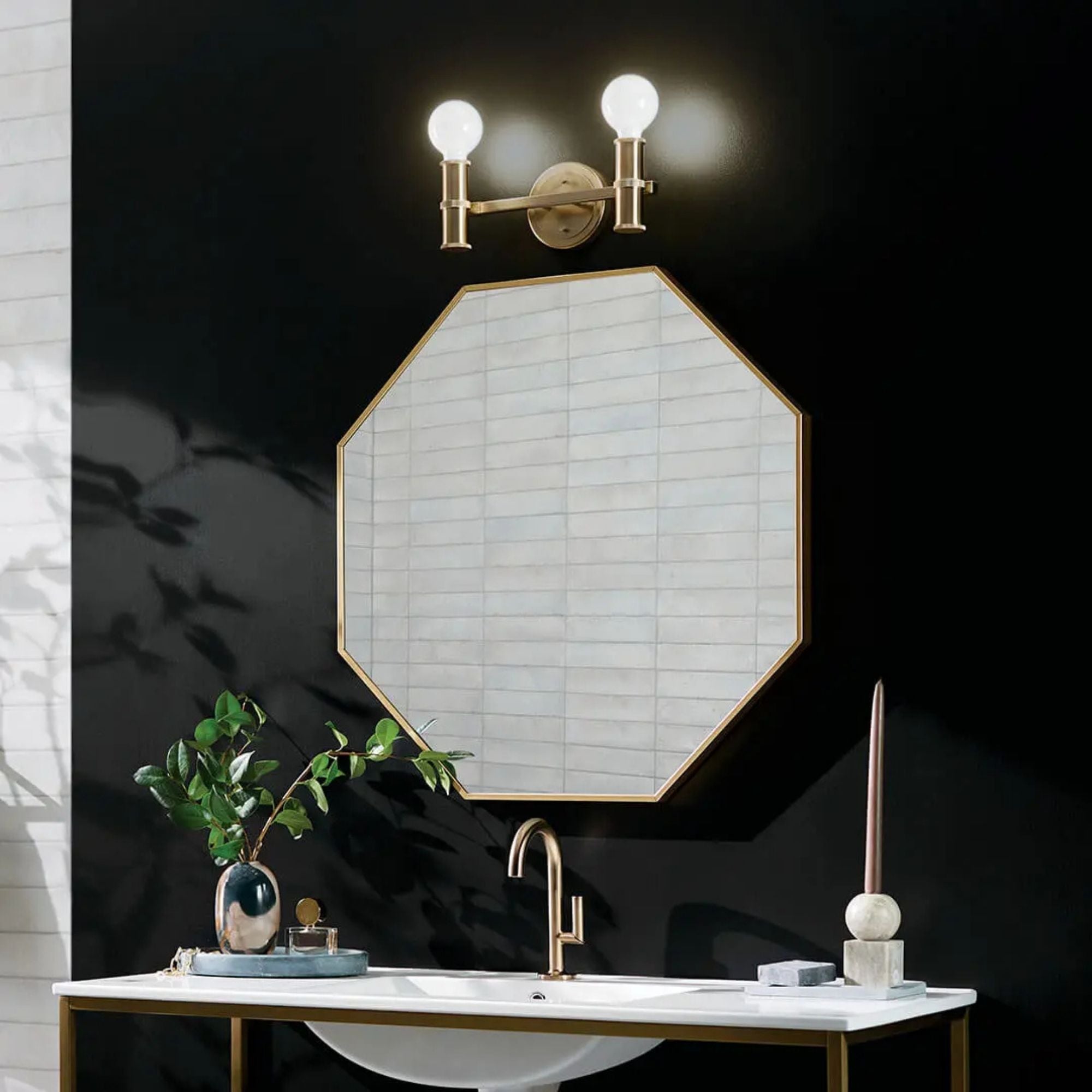 Torche 13 in. 2-Light Bathroom Vanity Light, Champagne Bronze