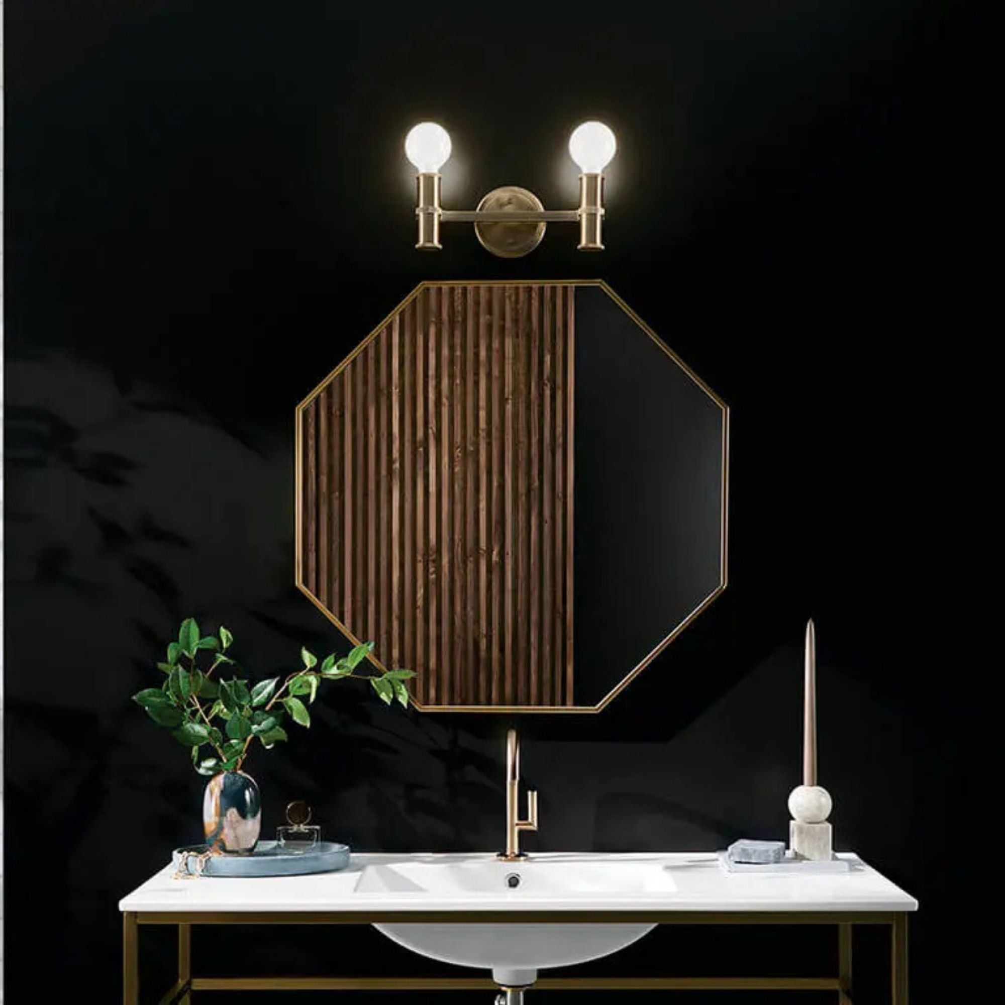 Torche 13 in. 2-Light Bathroom Vanity Light, Champagne Bronze