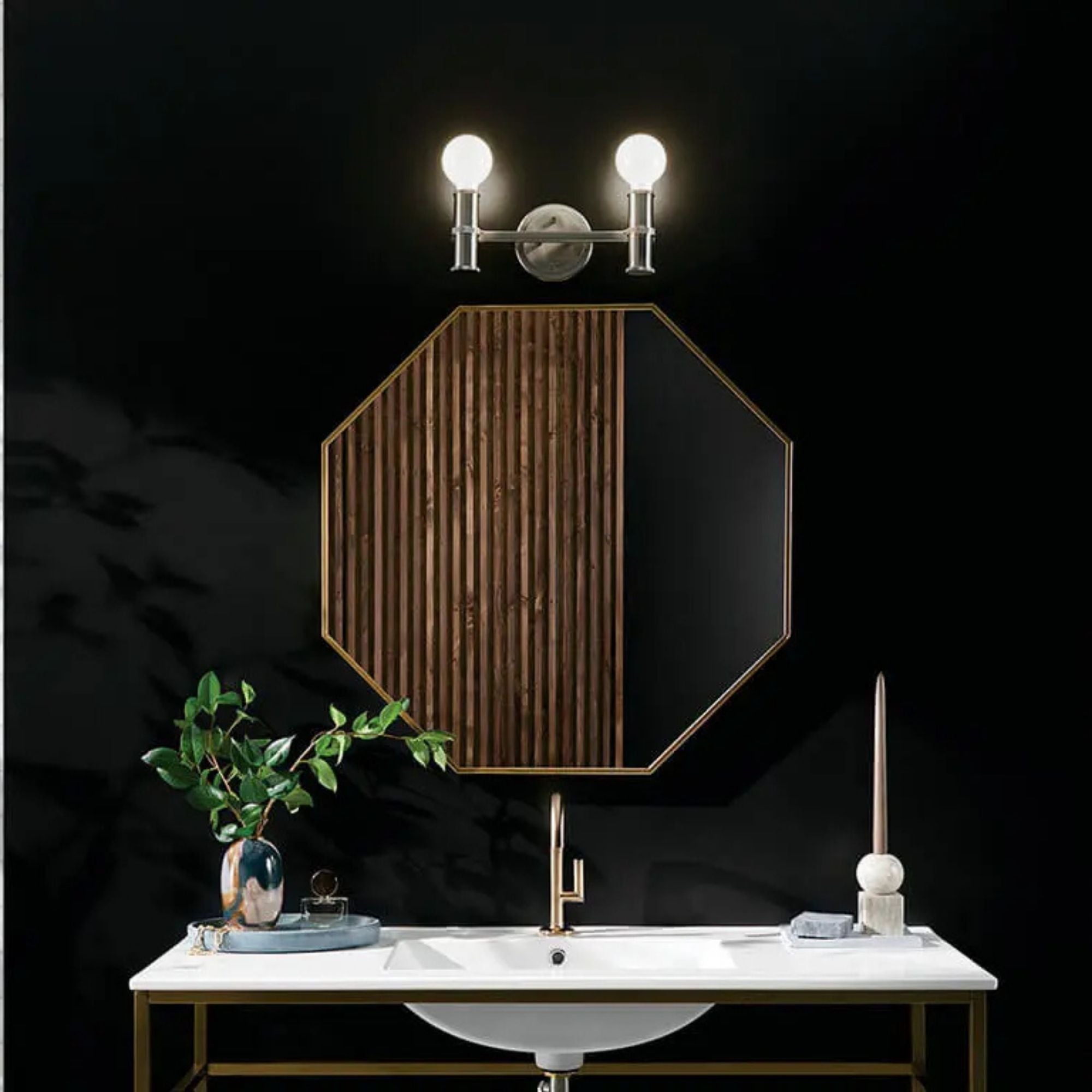 Torche 13 in. 2-Light Bathroom Vanity Light, Brushed Nickel