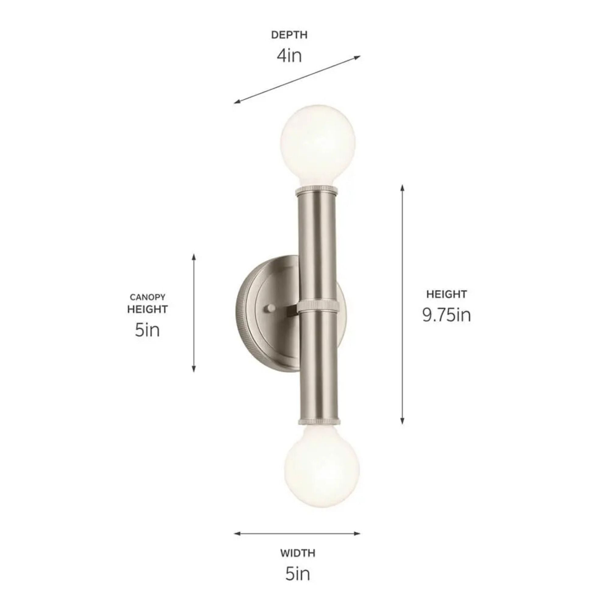 Torche 9.75 in. 2-Light Wall Sconce, Brushed Nickel