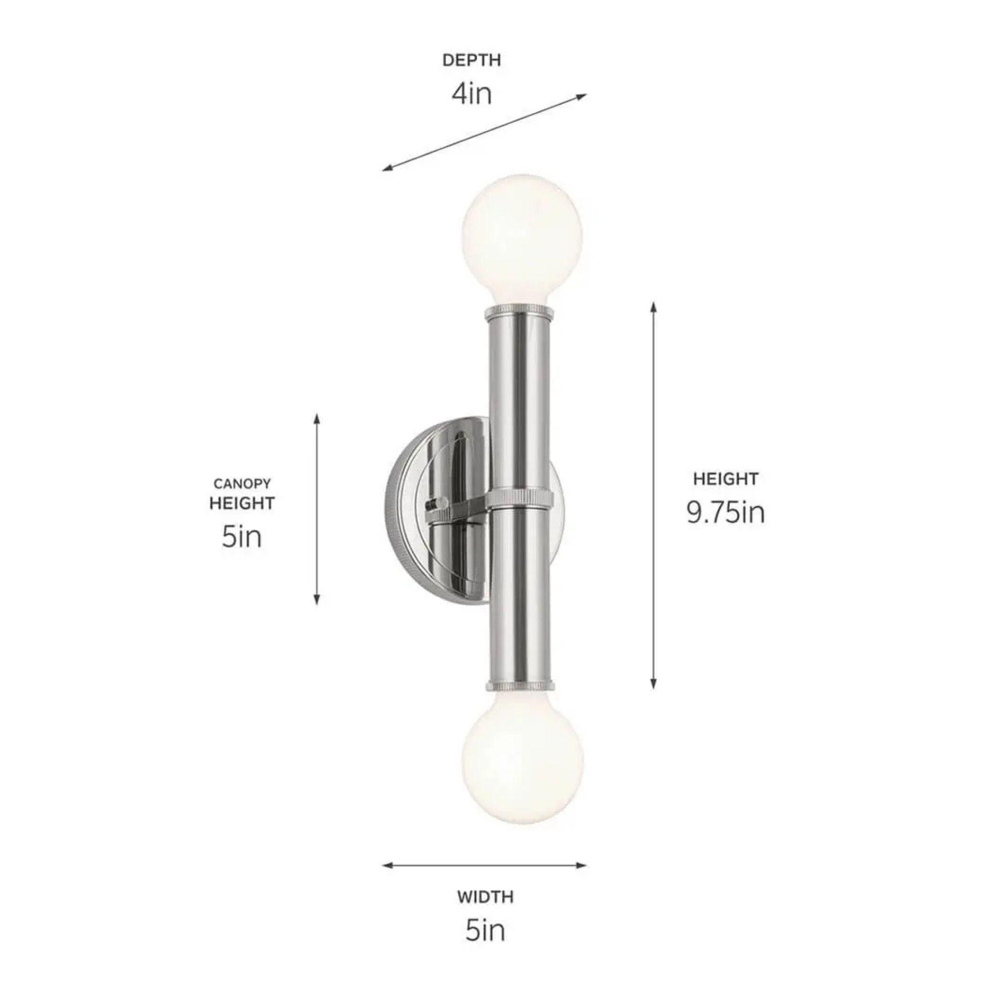 Torche 9.75 in. 2-Light Wall Sconce, Polished Nickel
