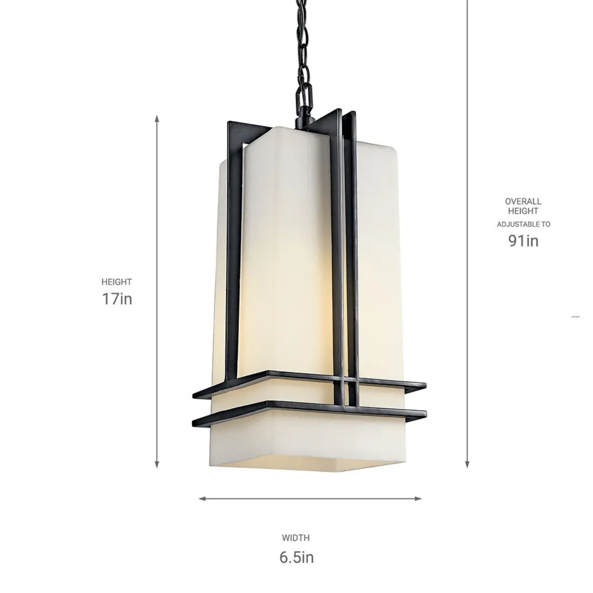 Tremillo Outdoor Hanging Light, 17 in. 1-Light Lantern, Black