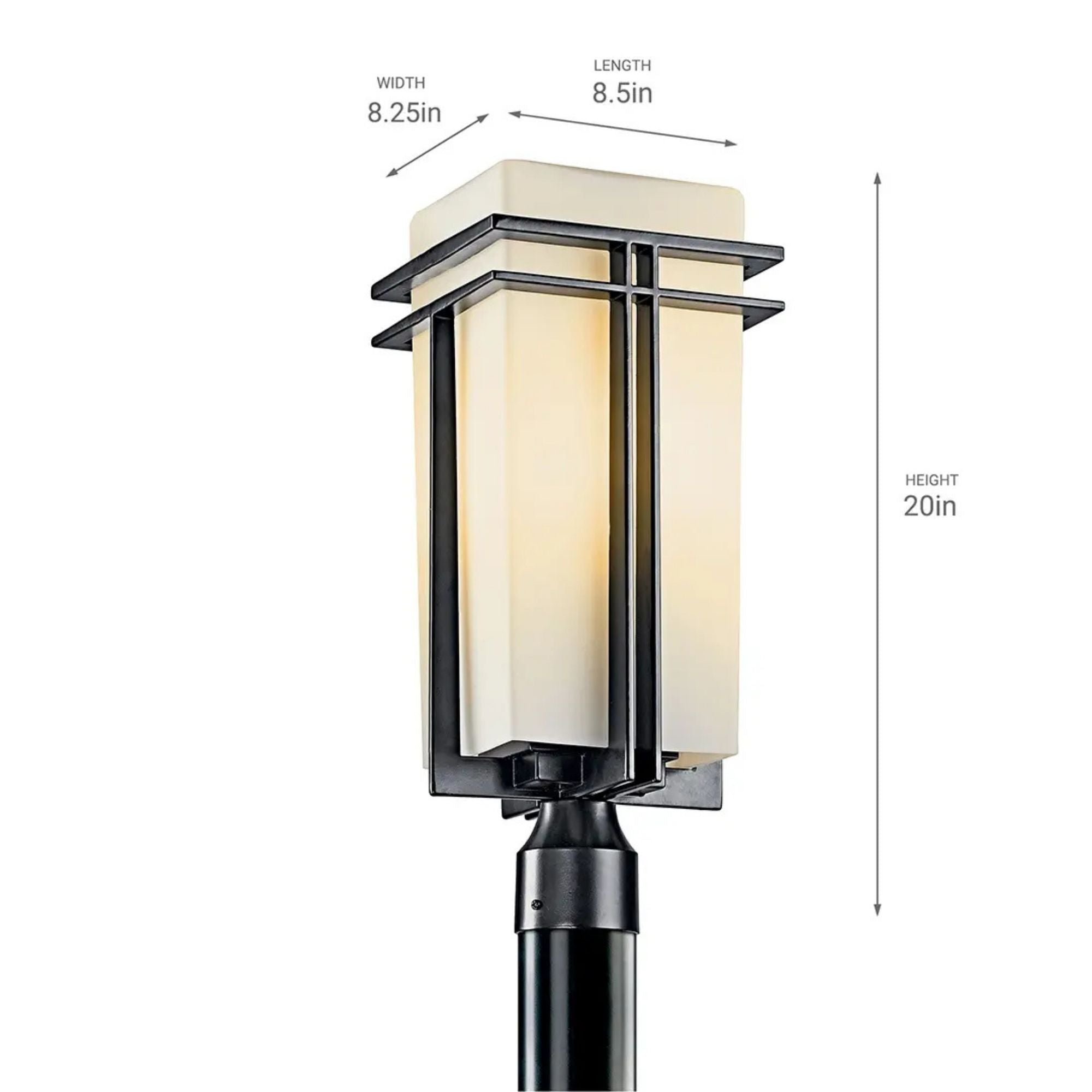 Tremillo Outdoor Post Light, Black with Clear Glass