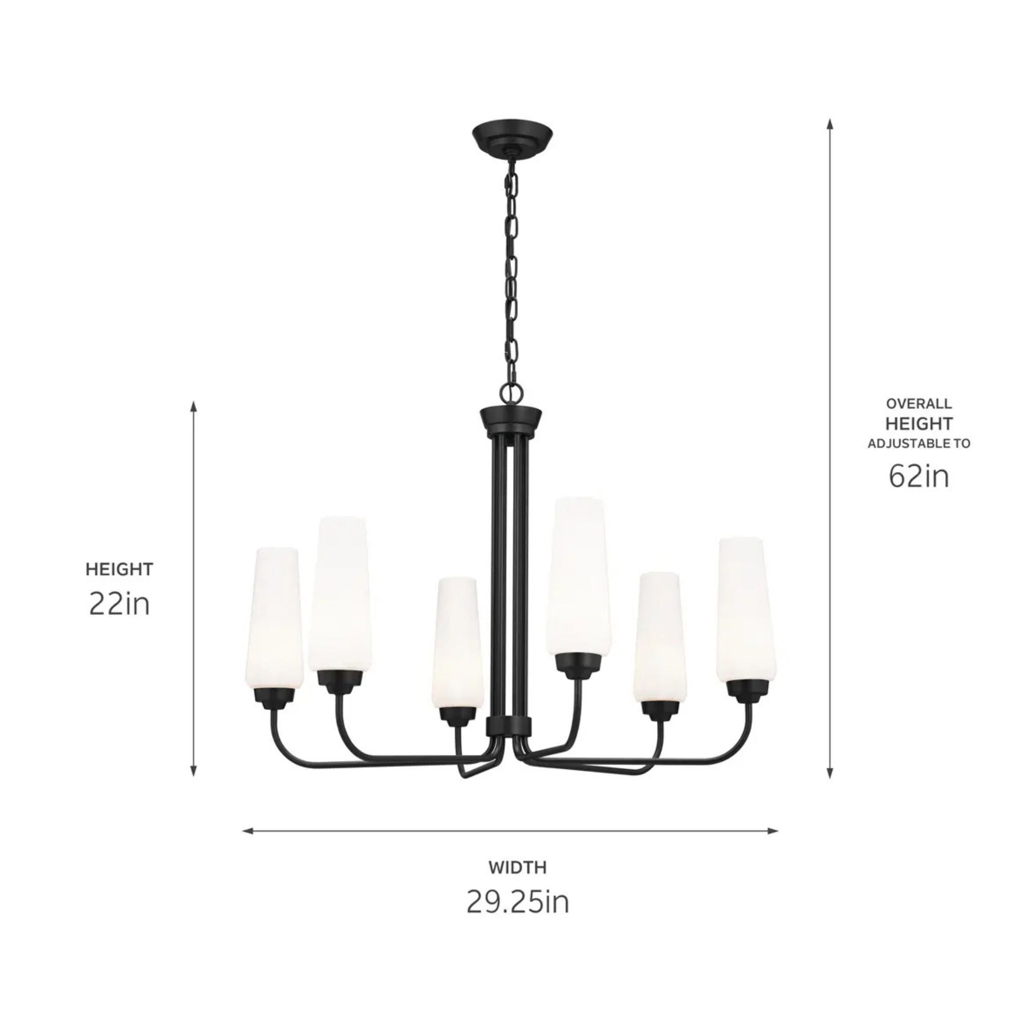 Truby 29.25 in. 6-Light Chandelier, Black