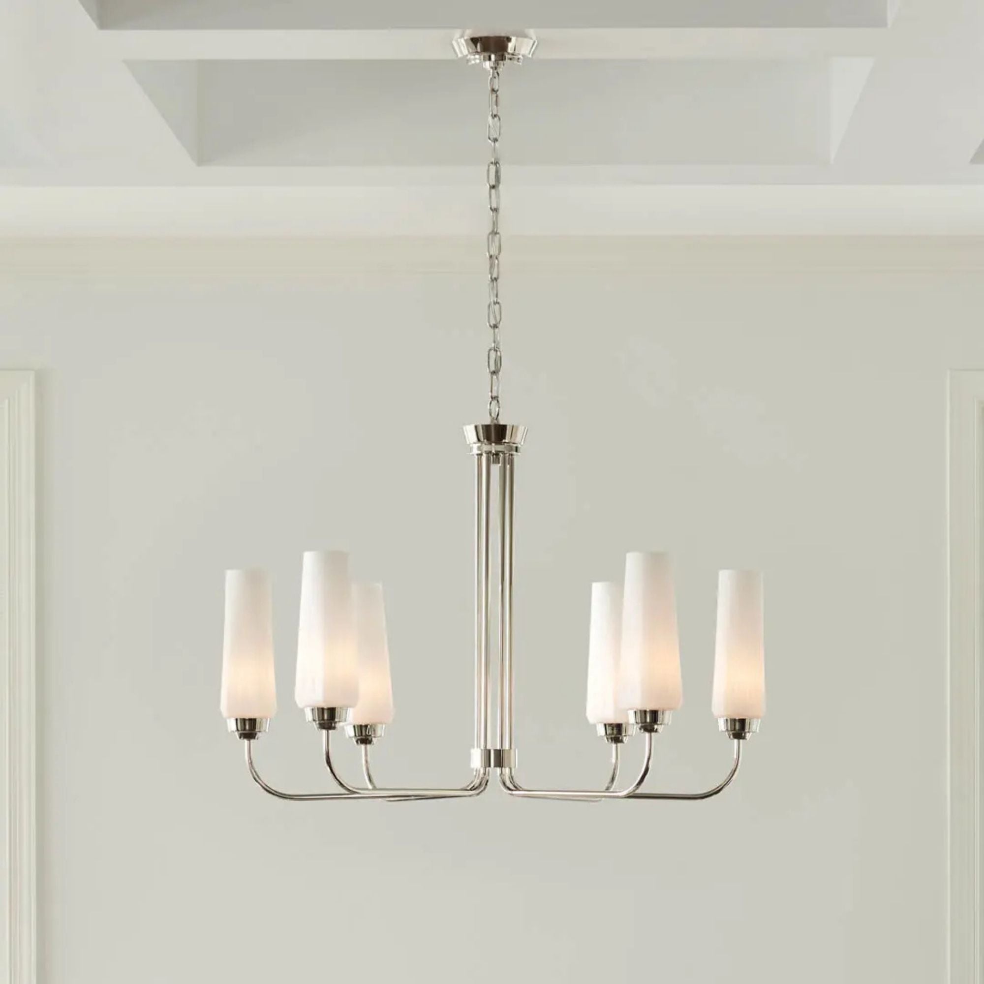 Truby 29.25 in. 6-Light Chandelier, Polished Nickel