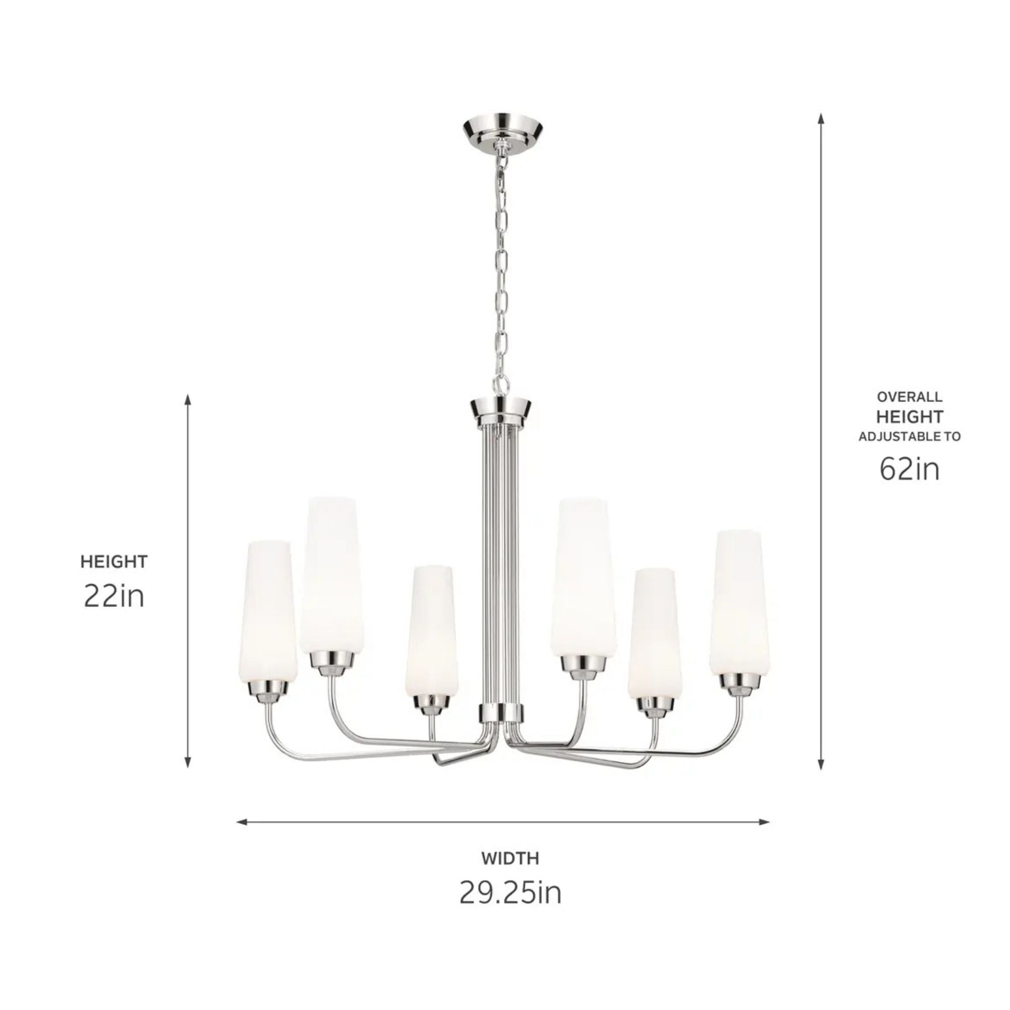 Truby 29.25 in. 6-Light Chandelier, Polished Nickel