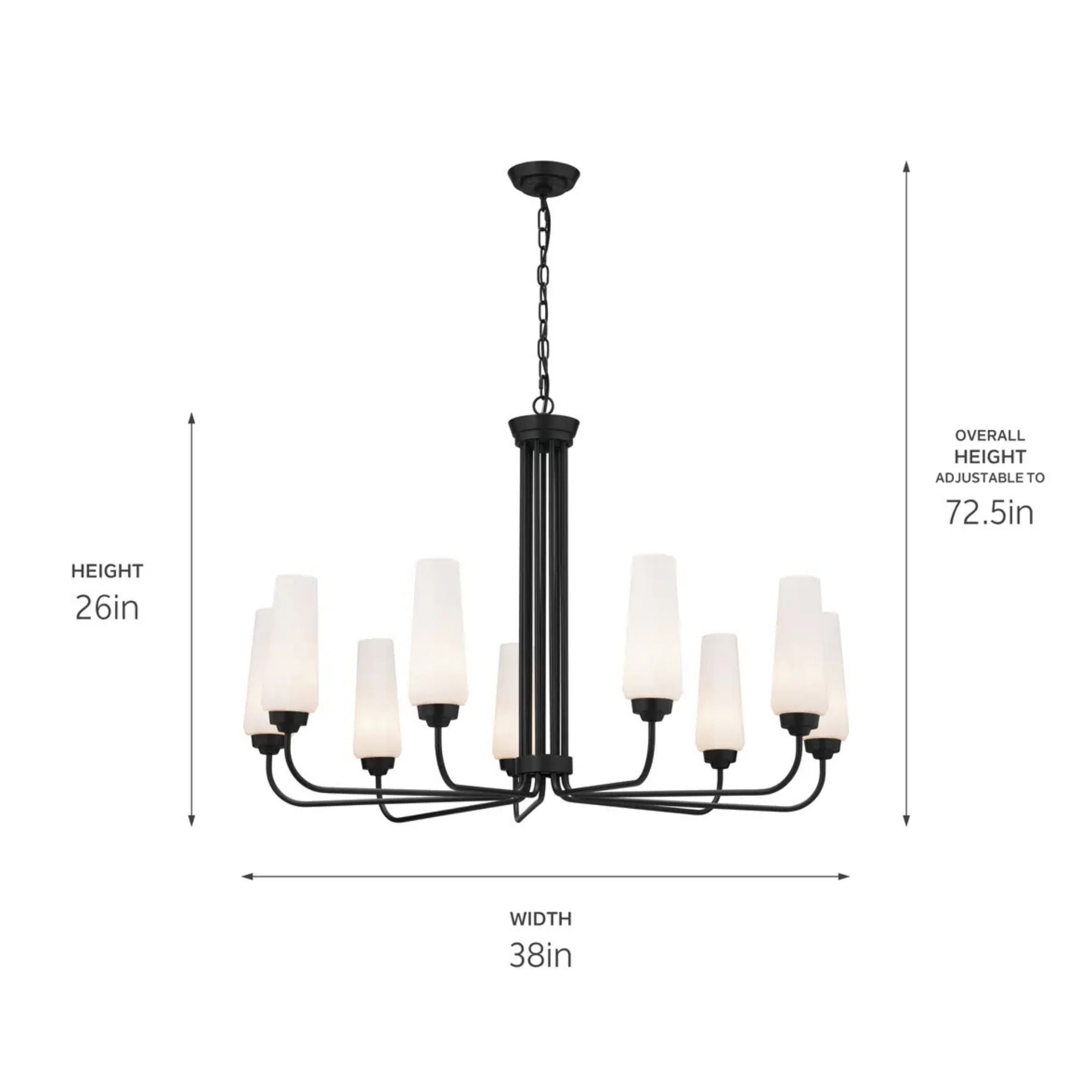 Truby 38 in. 9-Light Chandelier, Black