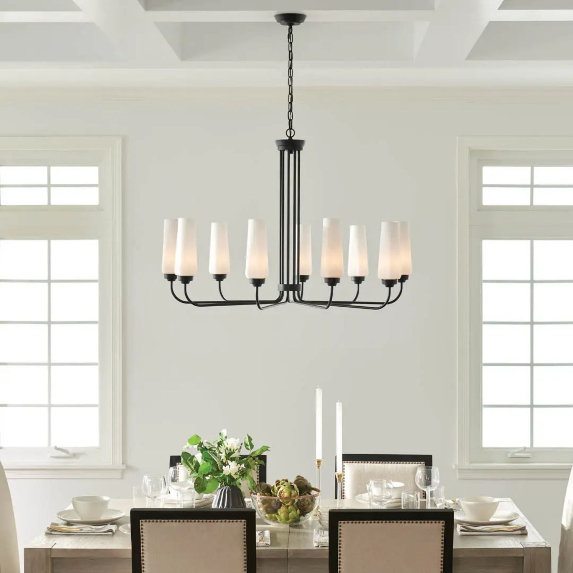Truby 38 in. 9-Light Chandelier, Black
