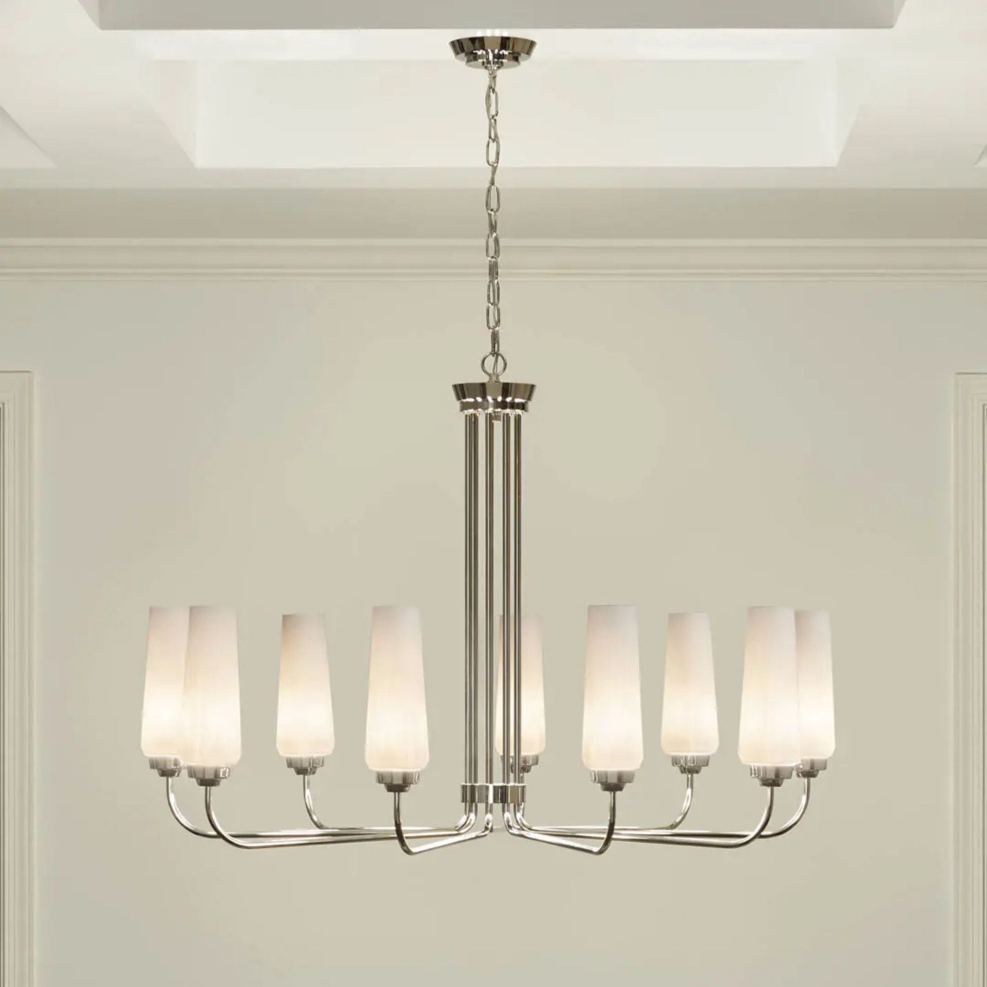 Truby 38 in. 9-Light Chandelier, Polished Nickel