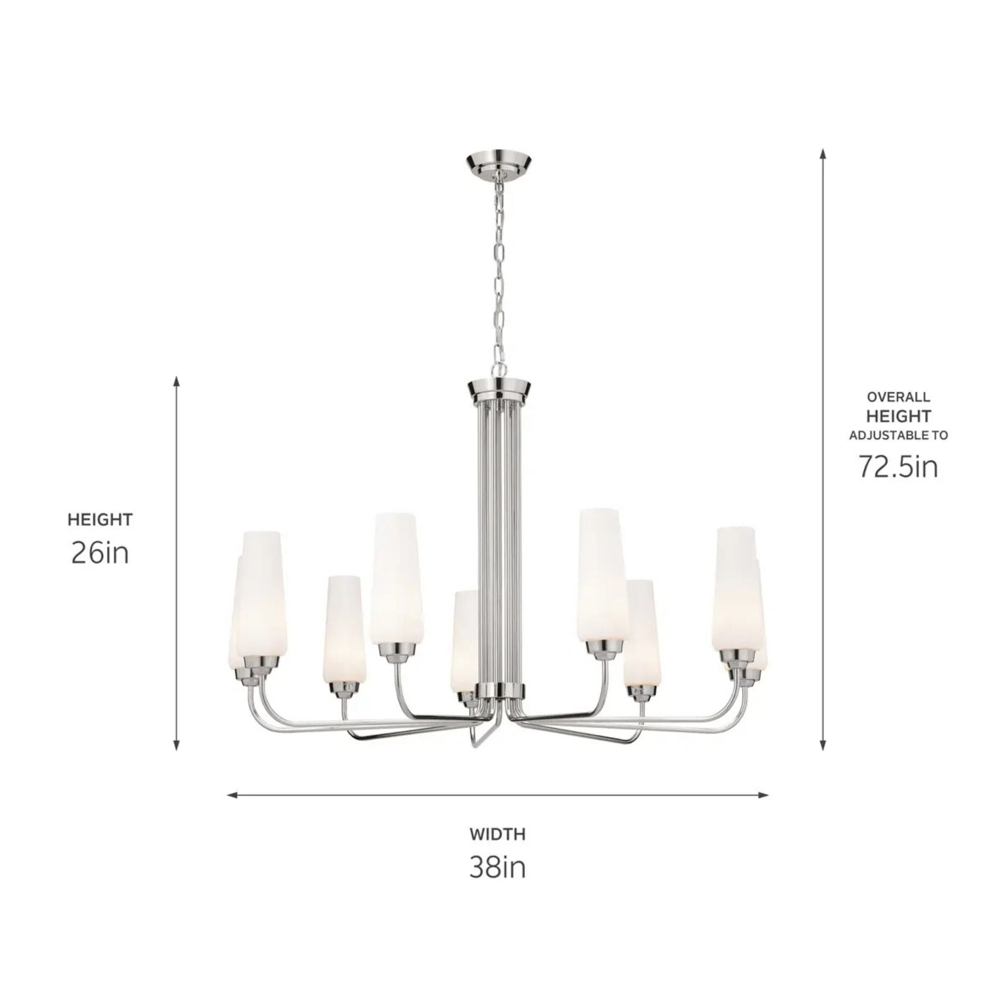 Truby 38 in. 9-Light Chandelier, Polished Nickel