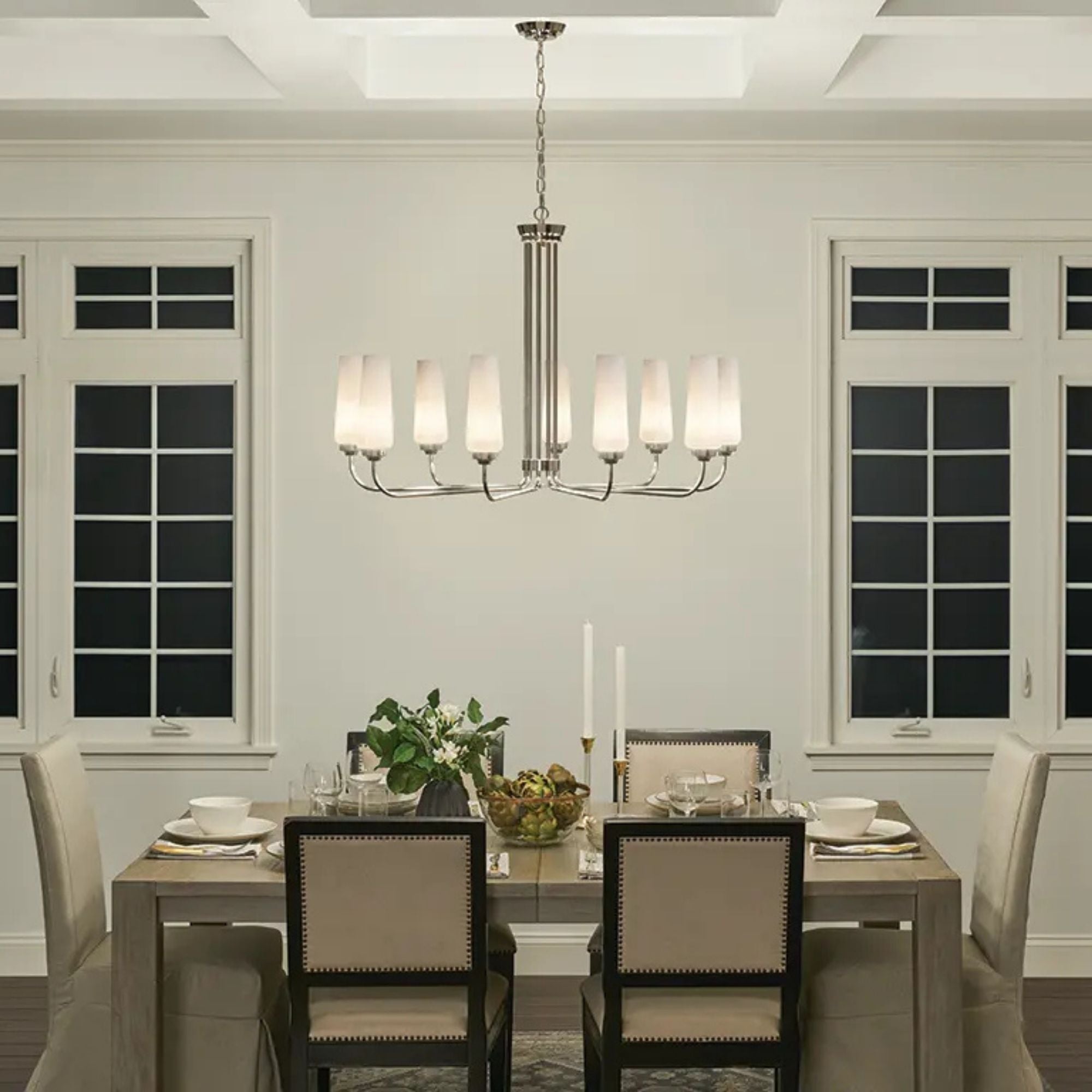 Truby 38 in. 9-Light Chandelier, Polished Nickel
