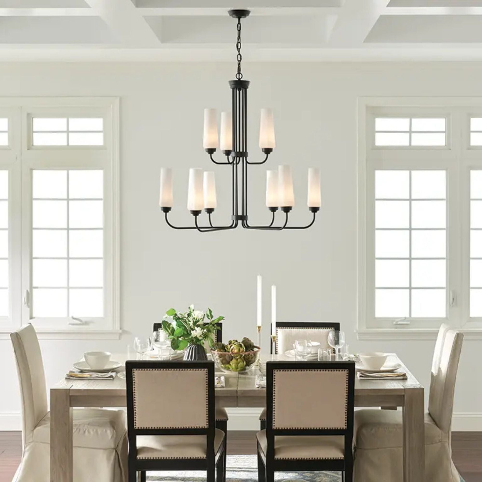 Truby 34 in. 9-Light Chandelier, Black