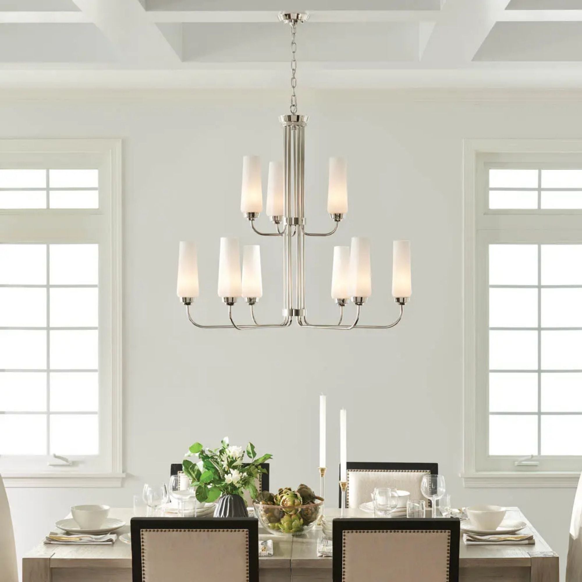 Truby 34 in. 9-Light Chandelier, Polished Nickel