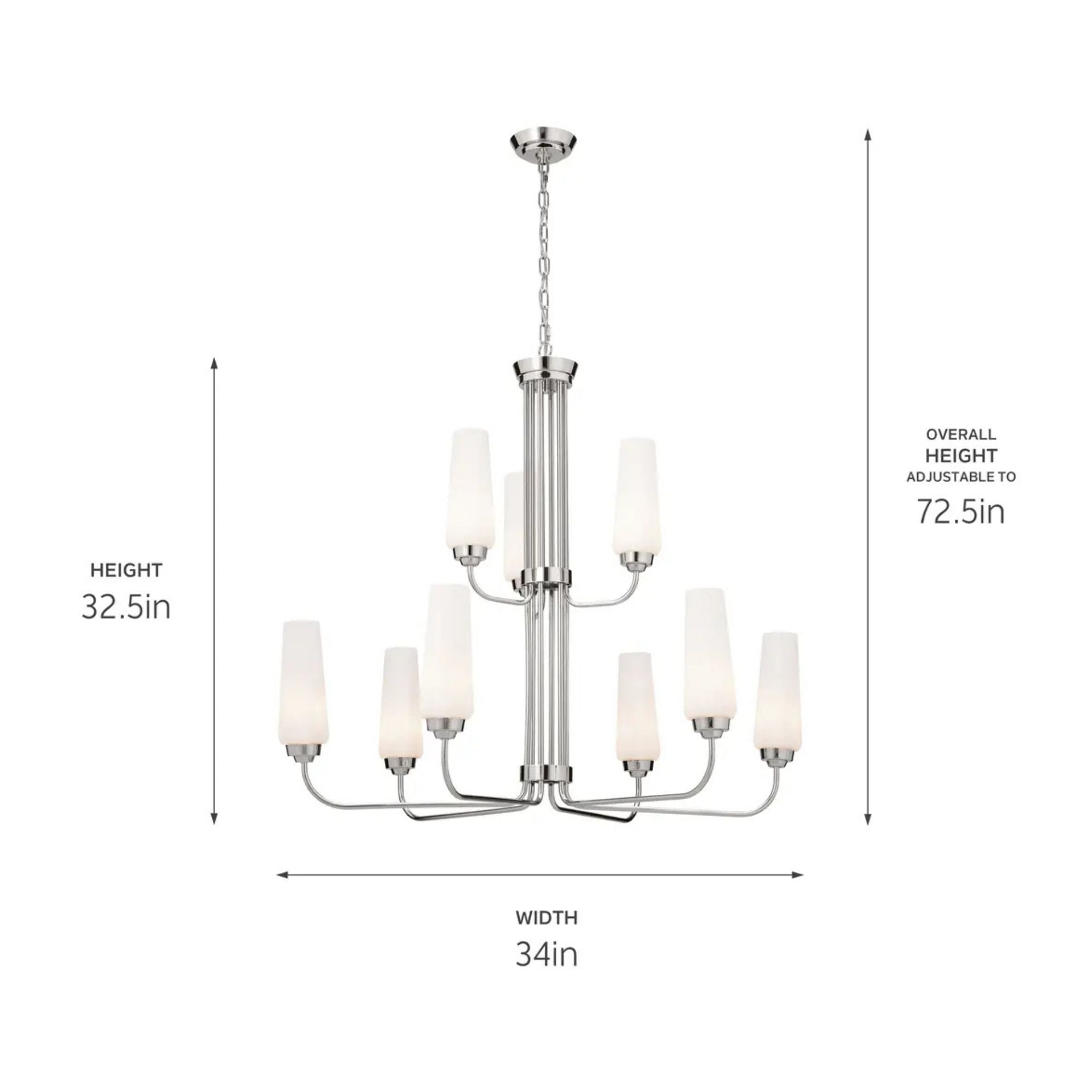 Truby 34 in. 9-Light Chandelier, Polished Nickel