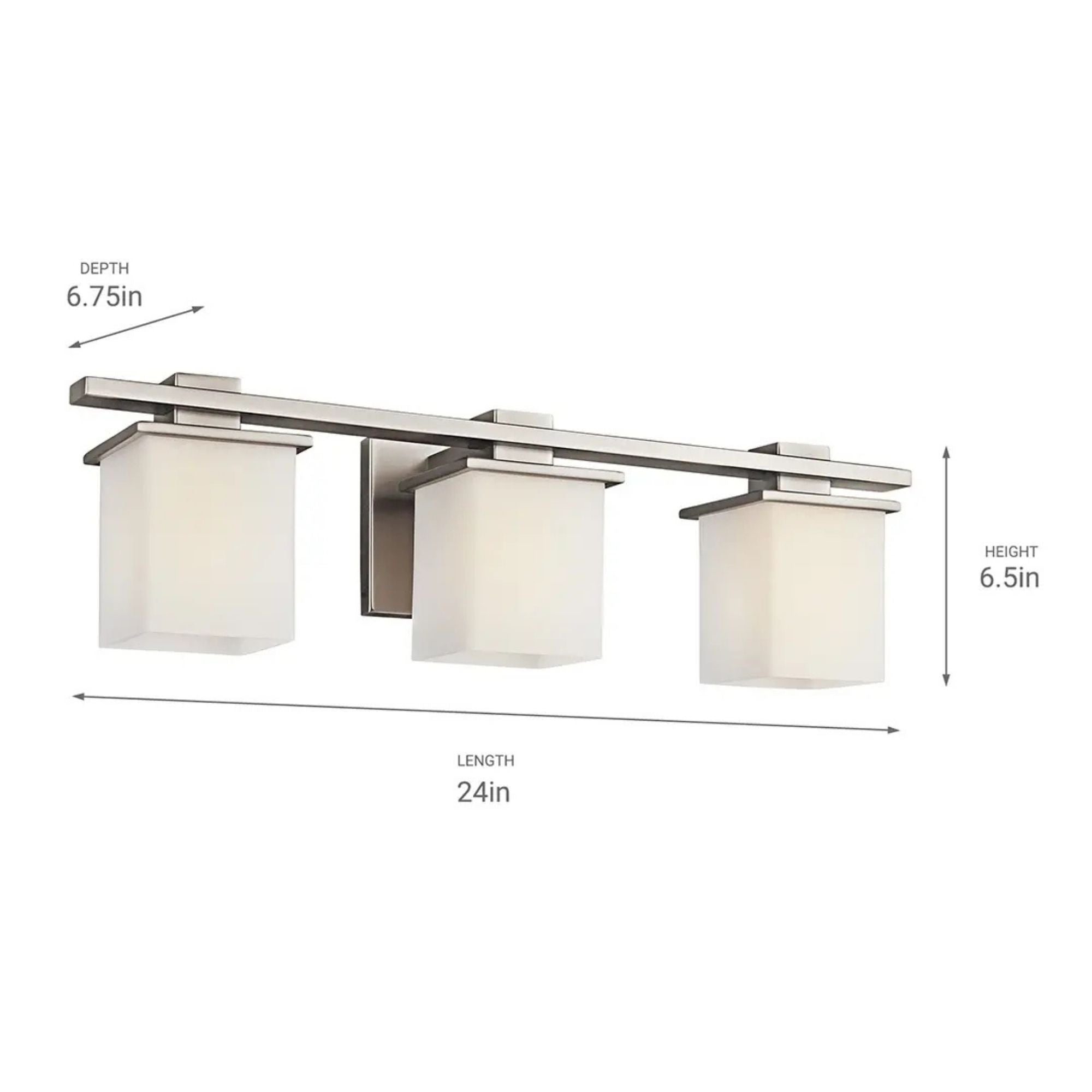 Kichler Tully 24 in. 3-Light Bathroom Vanity Light, Antique Pewter with Glass