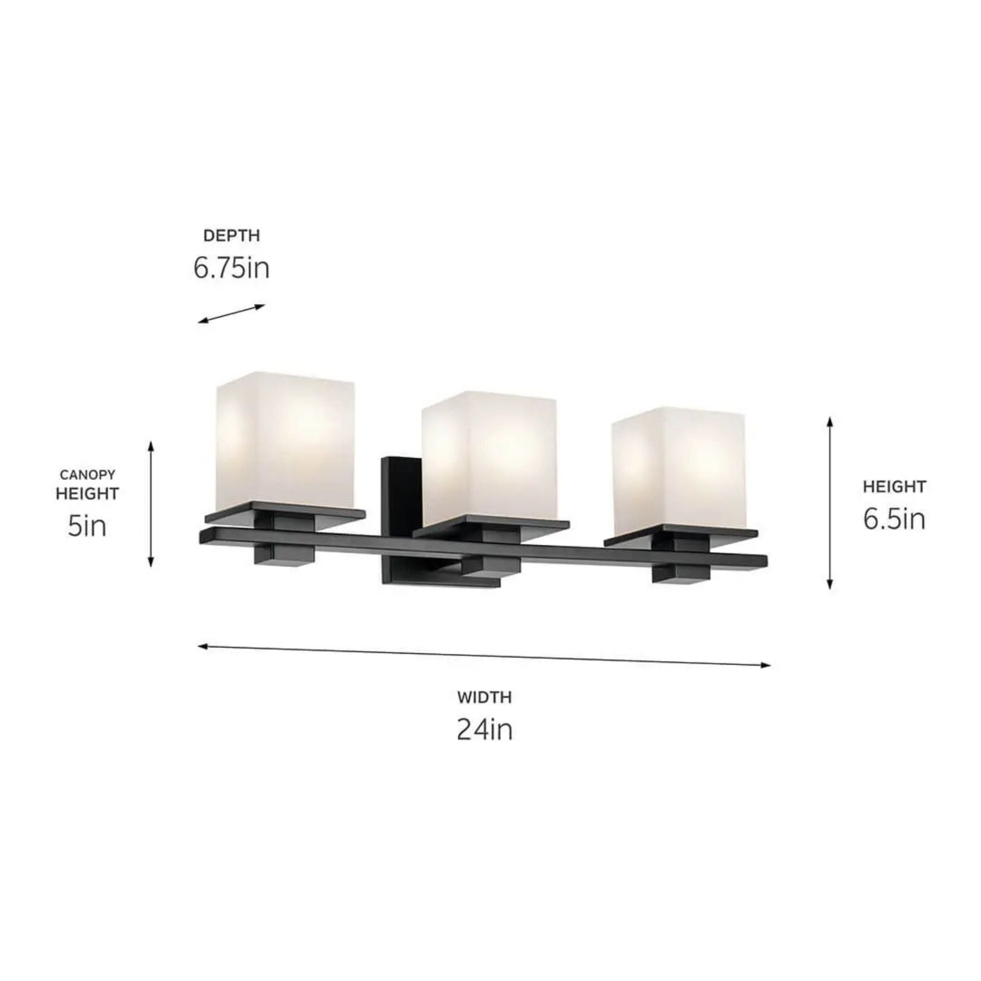 Tully 24 in. 3-Light Bathroom Vanity Light, Black