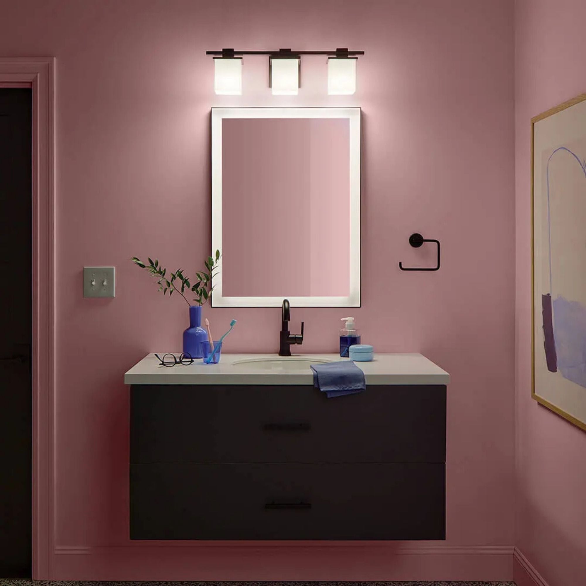 Tully 24 in. 3-Light Bathroom Vanity Light, Black