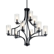 Vara 32 in. 9-Light Chandelier, Distressed Black