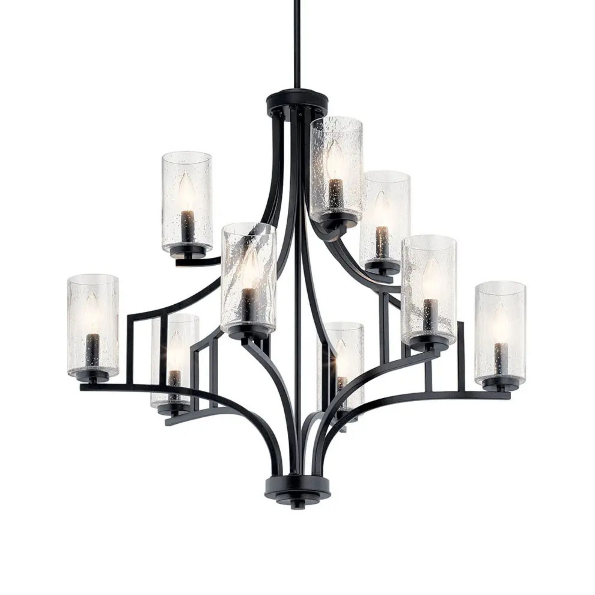 Vara 32 in. 9-Light Chandelier, Distressed Black