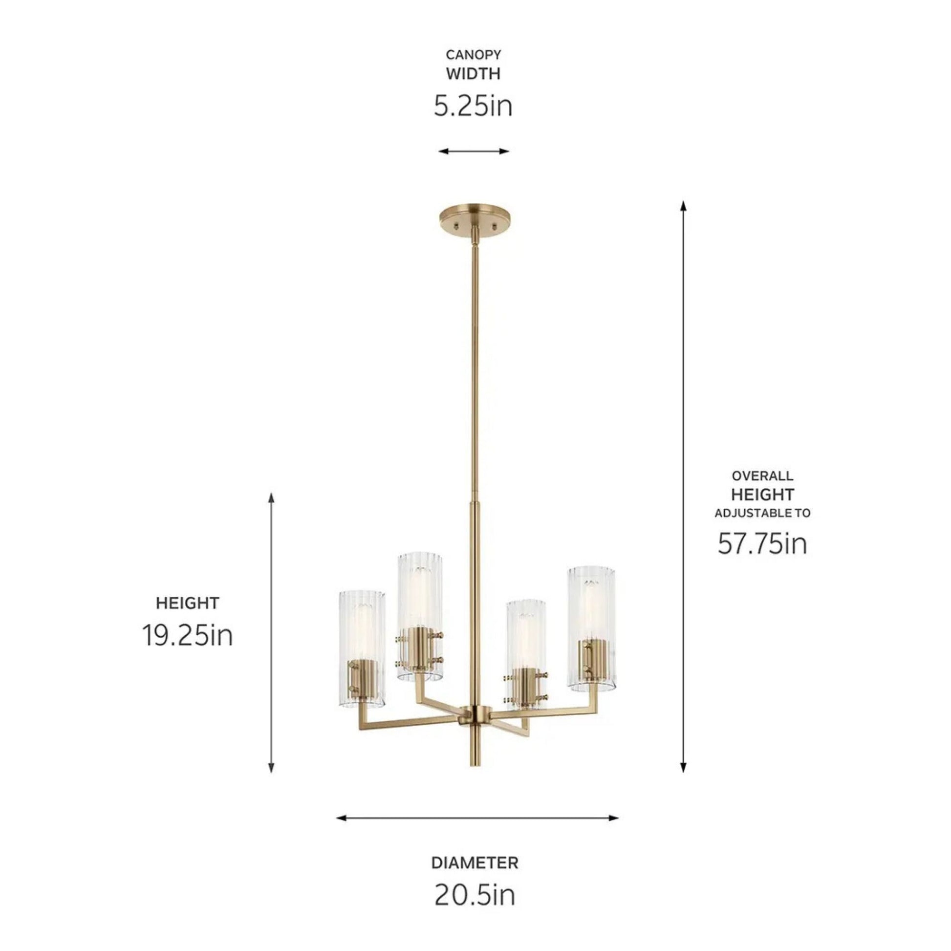 Kichler Lighting - Velestino 21" 4-Light Chandelier, Champagne Bronze Finish | Bees Lighting